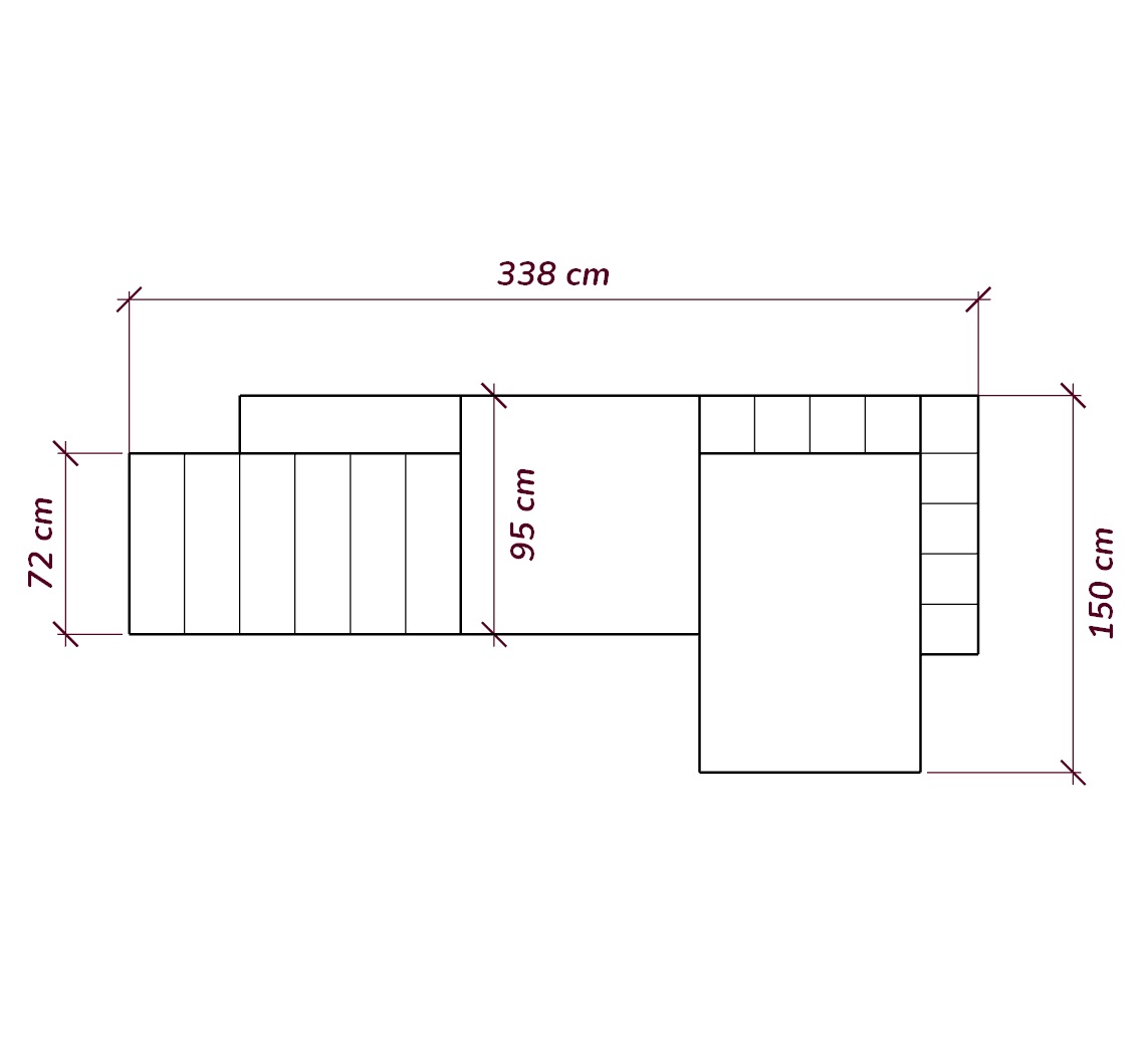 MEBELIONER Модульный диван NOVA размер 338х150х74