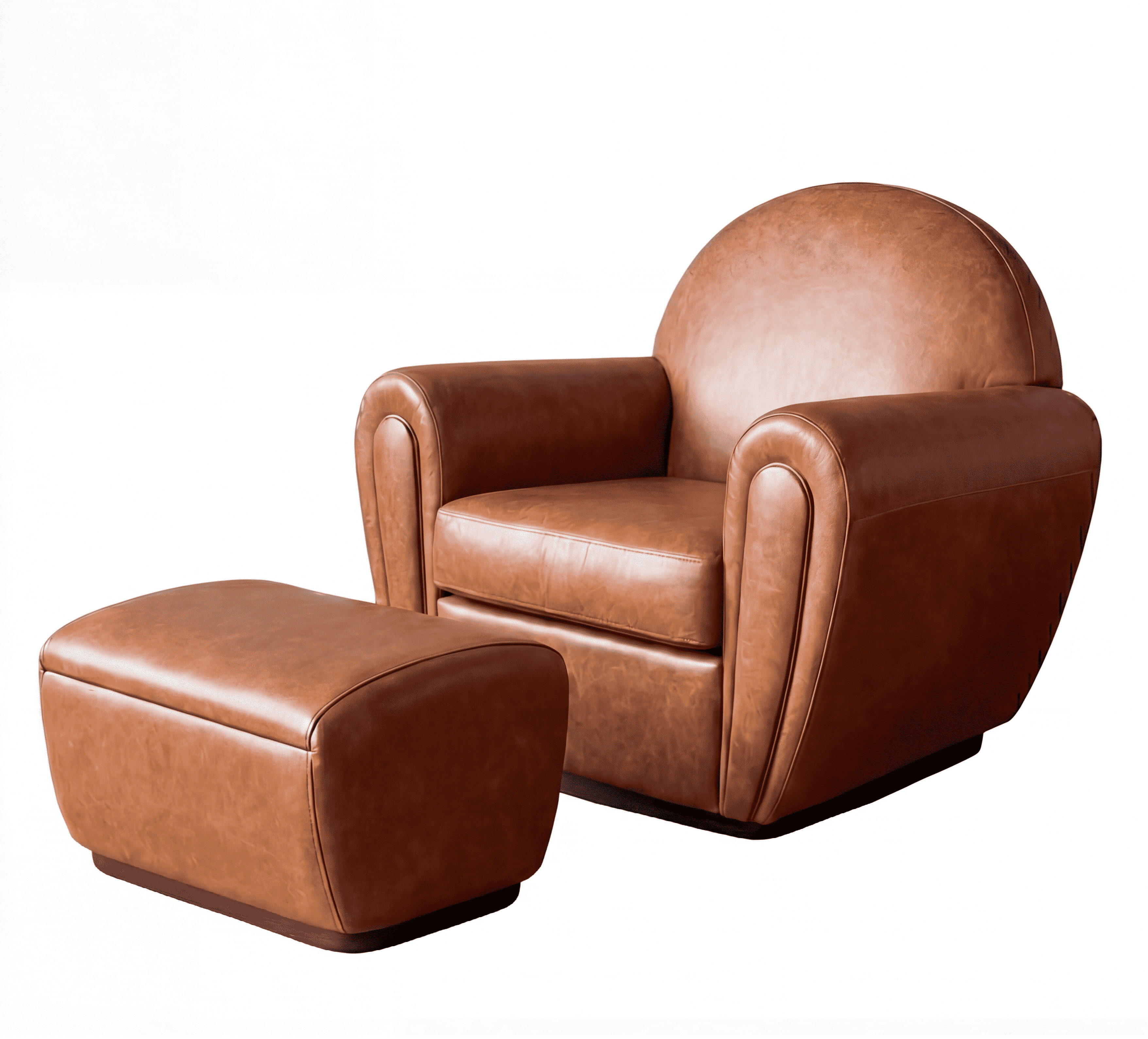 Кресло SABA c пуфом размер 95х90х99 натуральная кожа