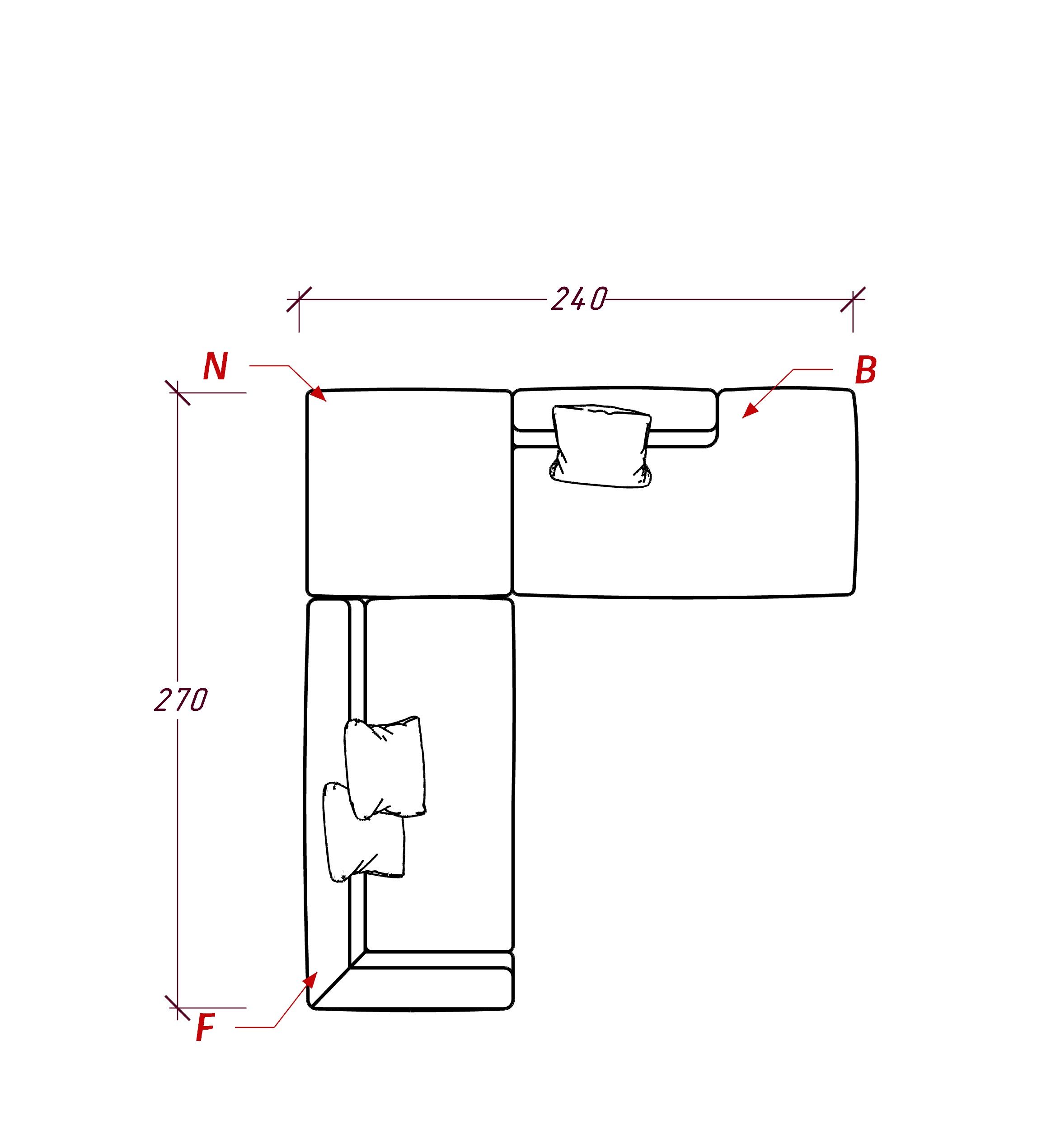 MEBELIONER Диван DUO модули FNB размер 270х240х72