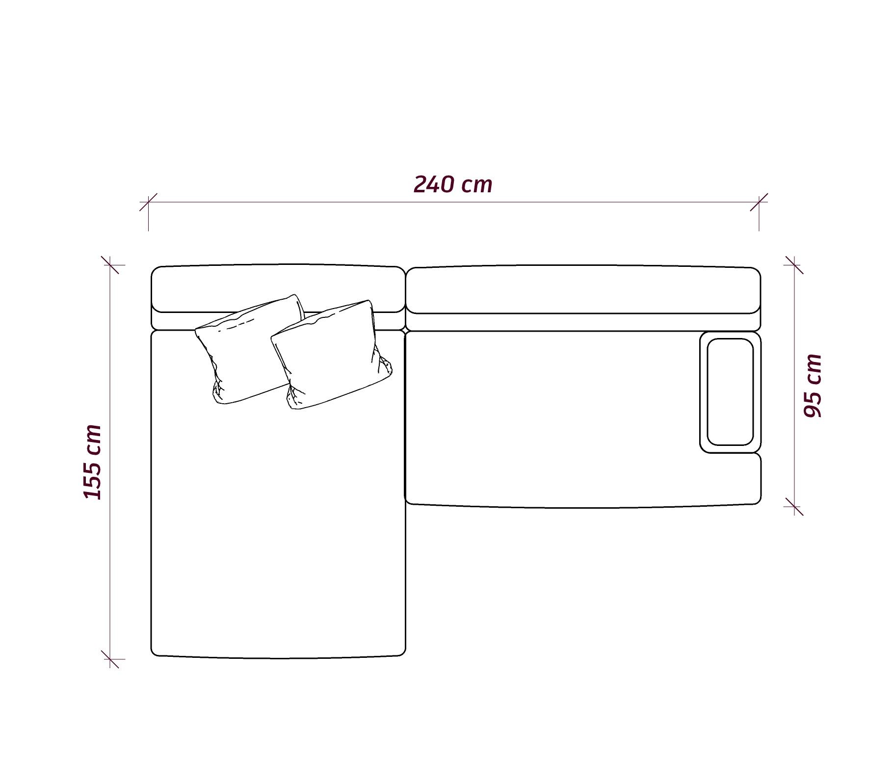 MEBELIONER Диван DUO модули DEQ размер 240х155х72