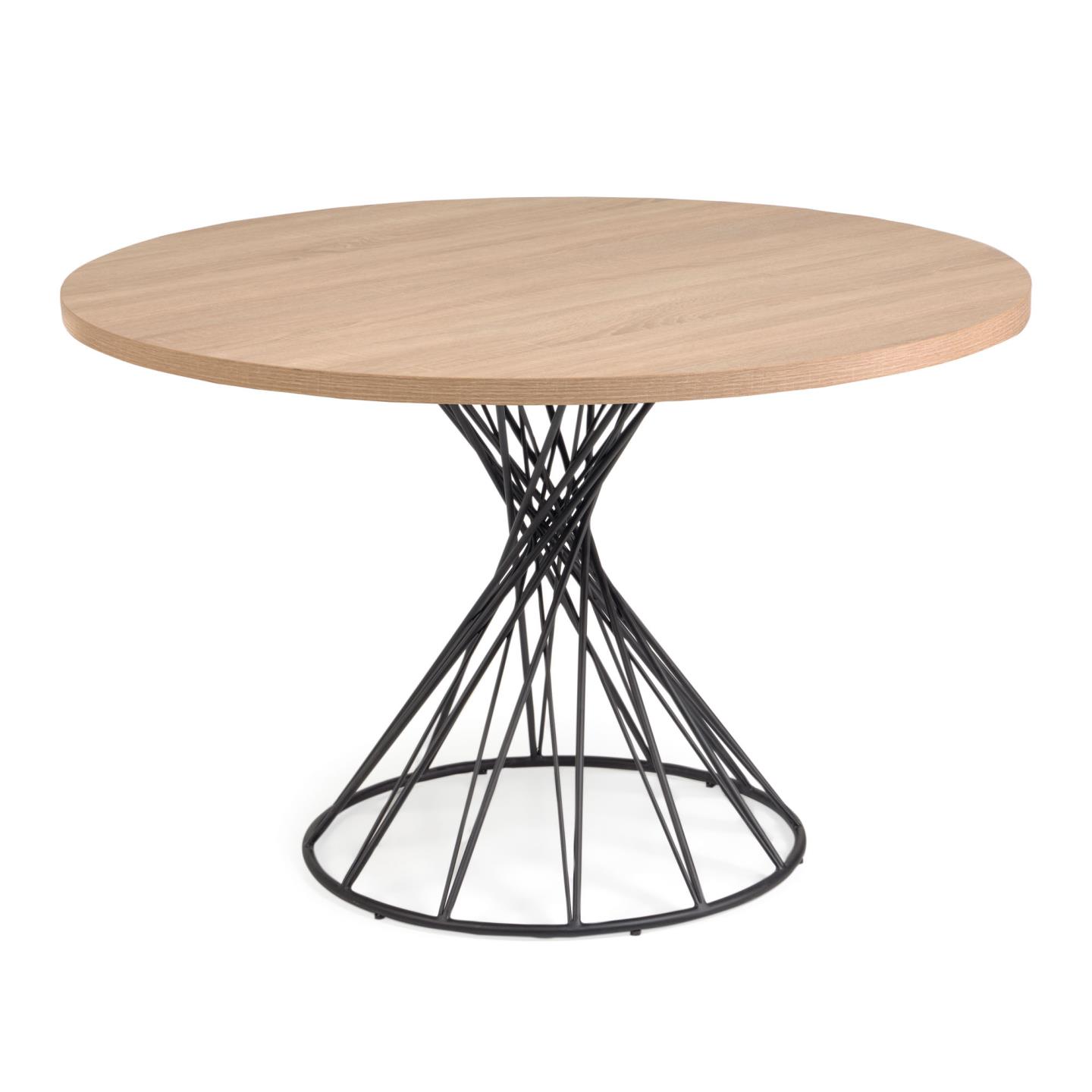 Круглый стол из меламина Niut Ø 120 см с натуральной отделкой и стальными черными ножками