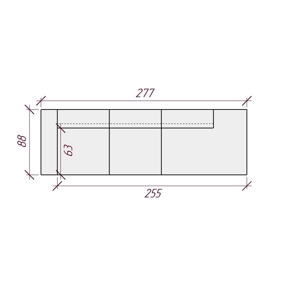 MEBELIONER Диван FORTIS R 277х88х74 нераскладной
