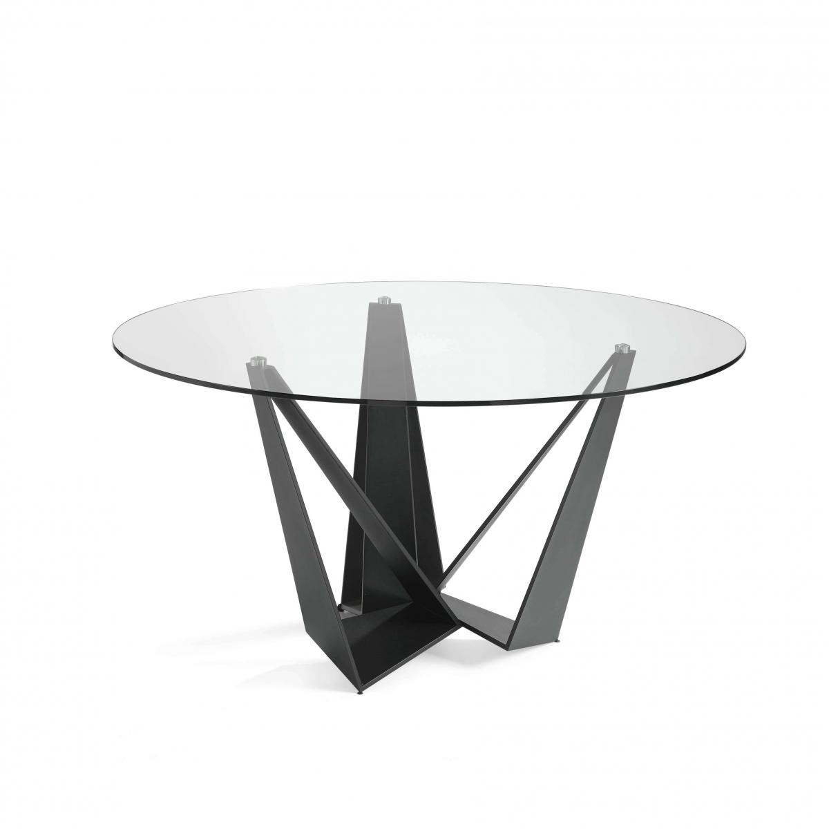 Стеклянный круглый стол c черными ножками CT2061 /1045 Ø150