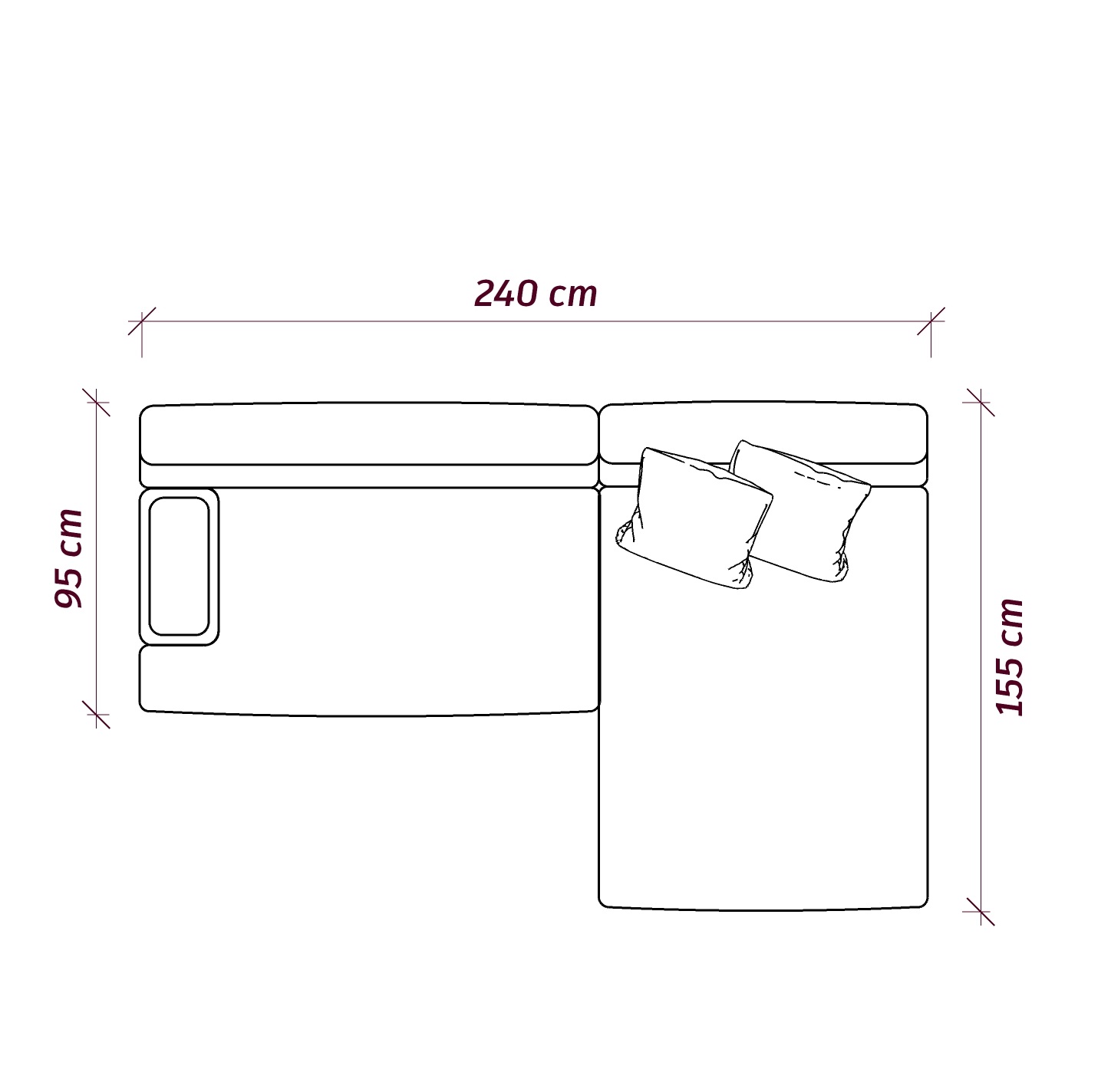 MEBELIONER Диван DUO модули QED размер 240х155х72
