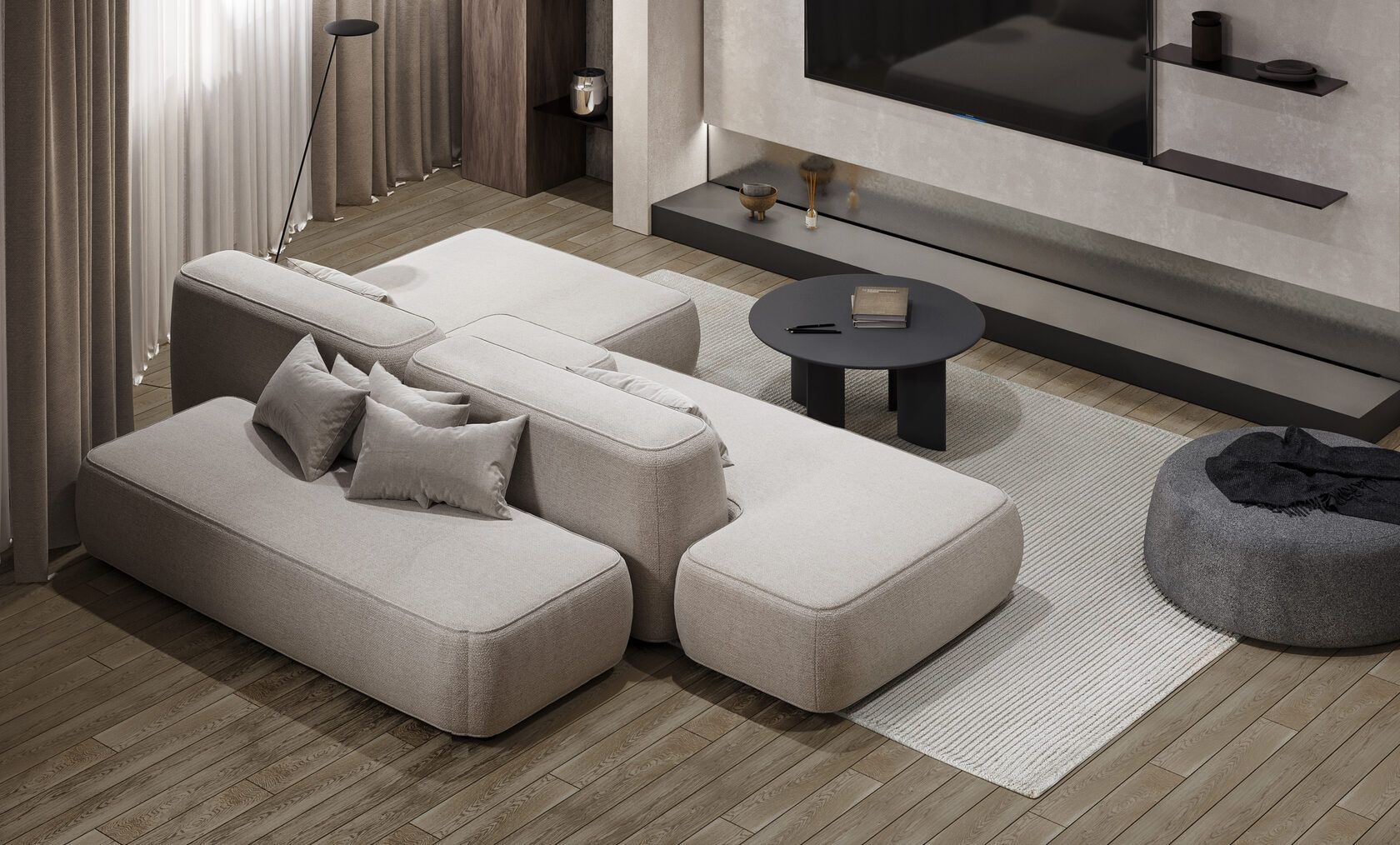 MEBELIONER Диван DUO модули DQAN размер 242х210х72