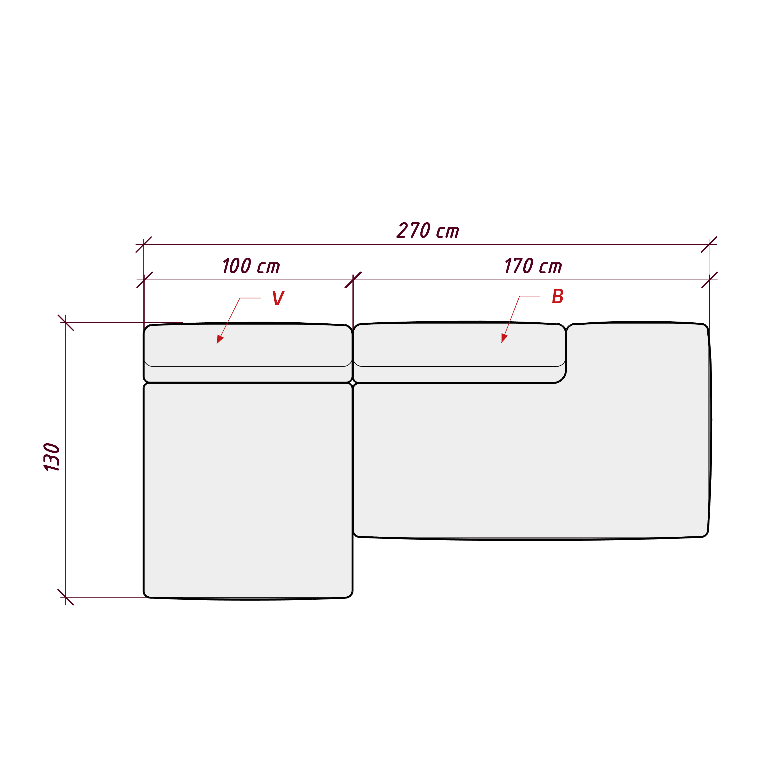 MEBELIONER Диван DUO модули VB.270 размер 270х130х72