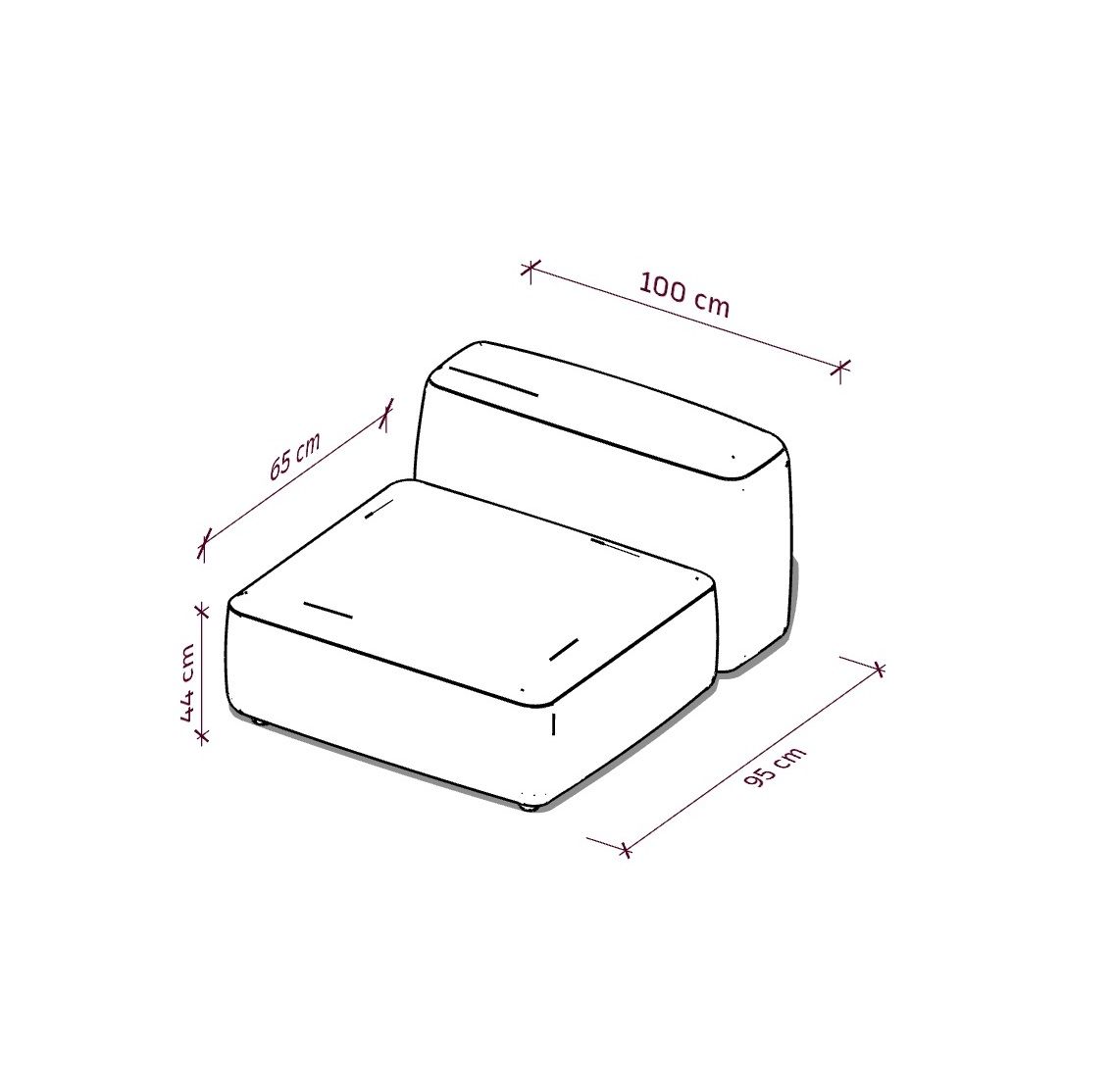 MEBELIONER Диван DUO модуль C.100/100