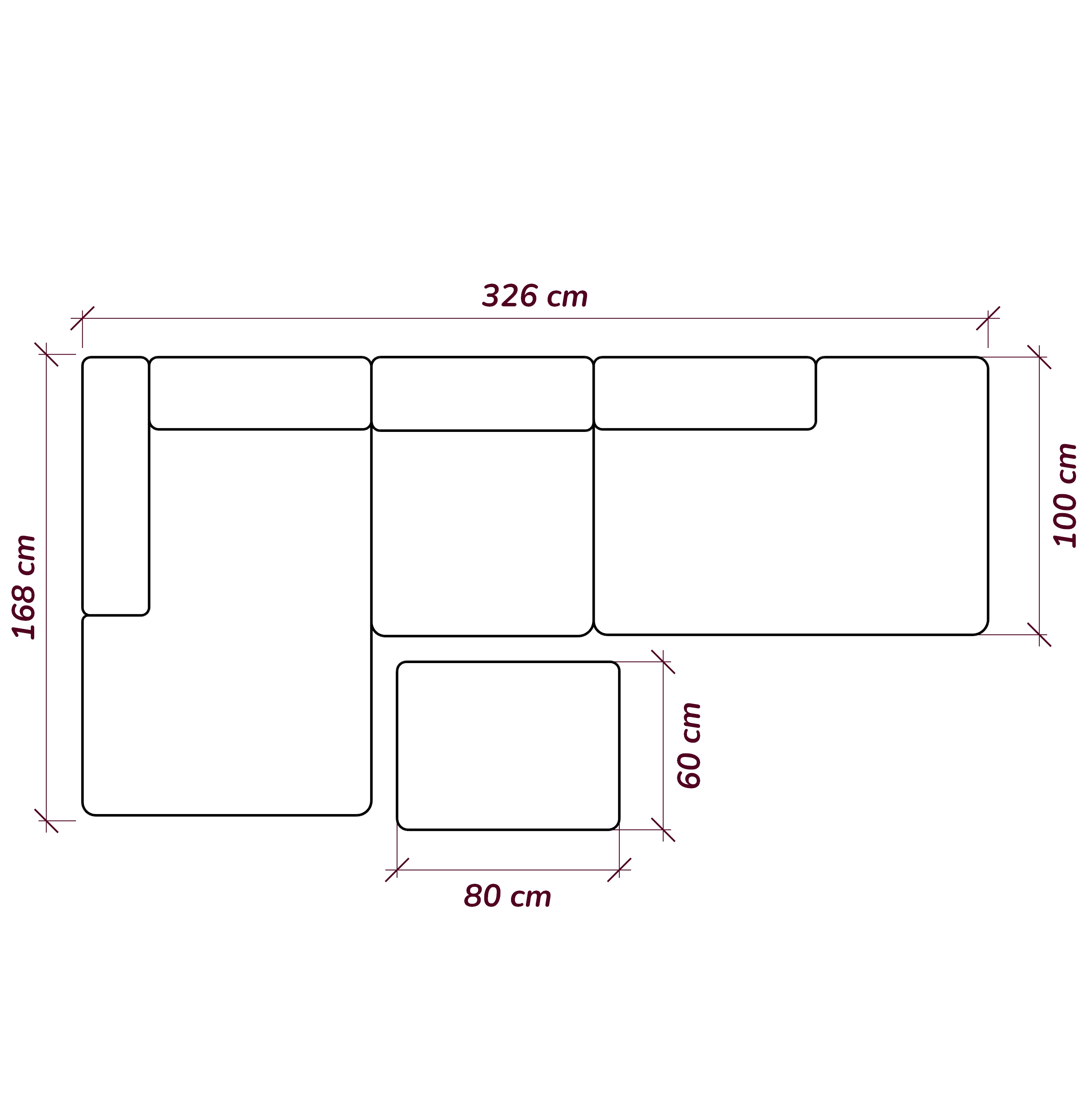 MEBELIONER Диван ONE модули R 326 размер 326х168х76