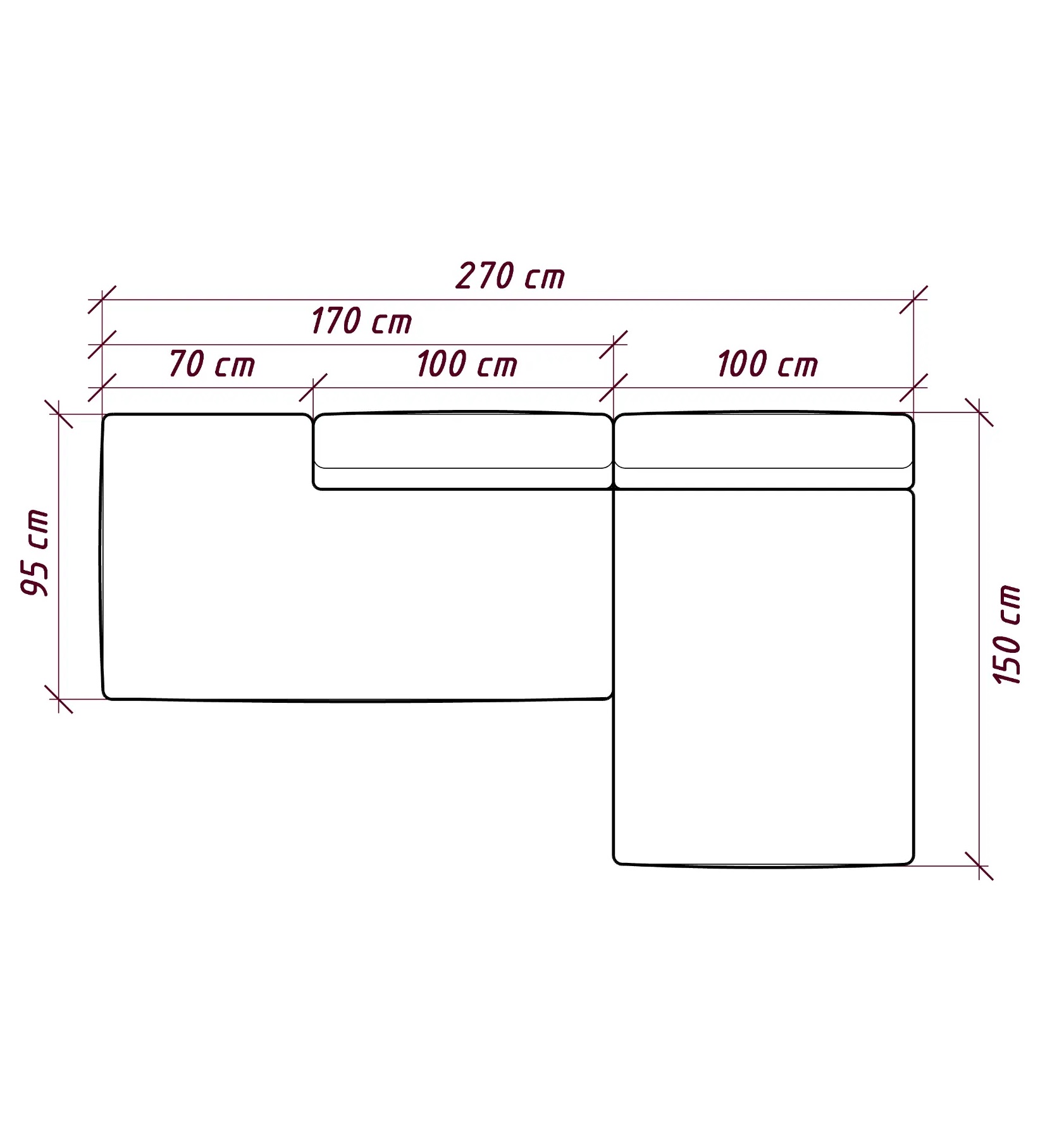 MEBELIONER Диван DUO модули AD.270 размер 270х150х72