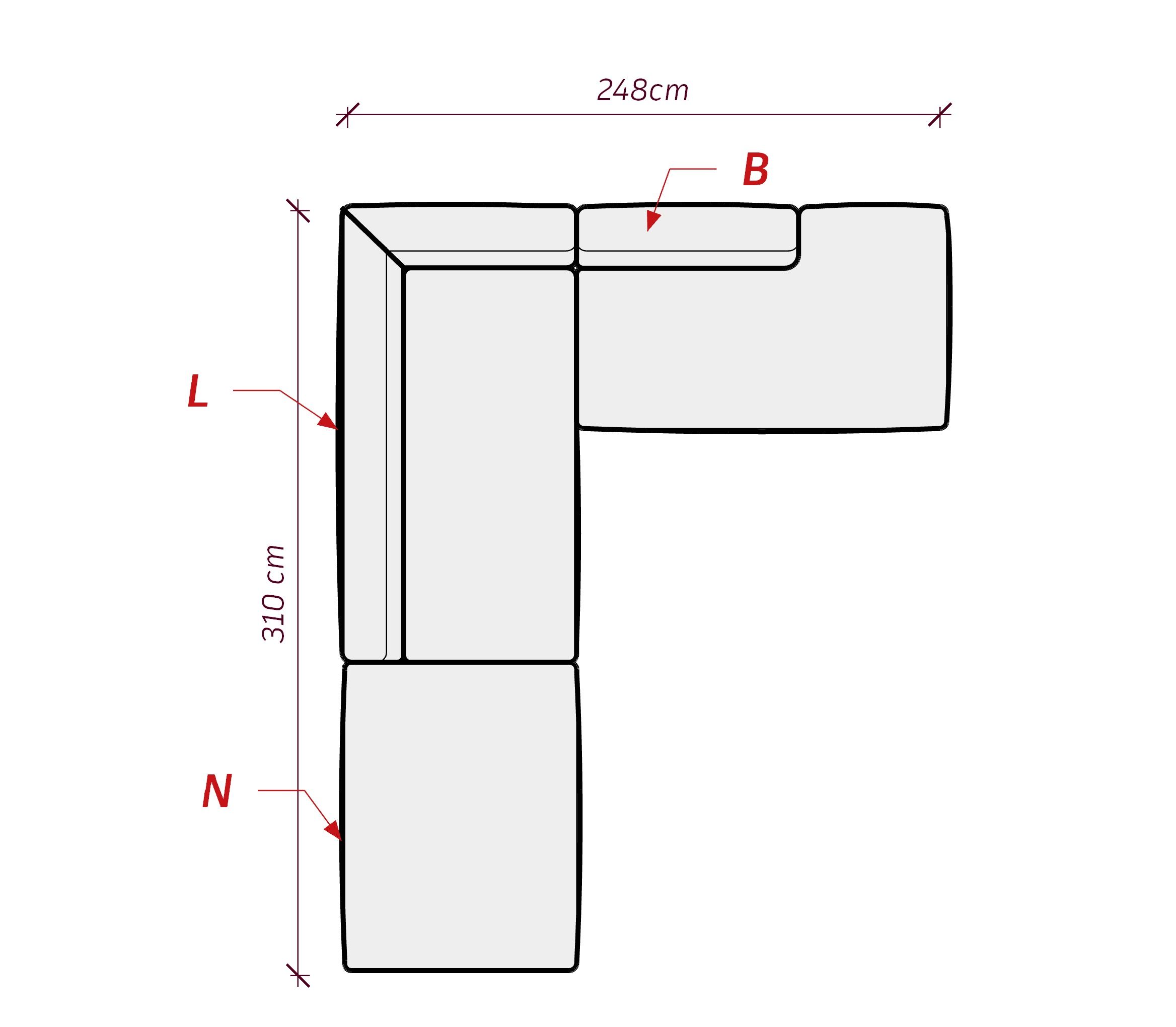MEBELIONER Диван DUO модули NLB размер 310х240х72