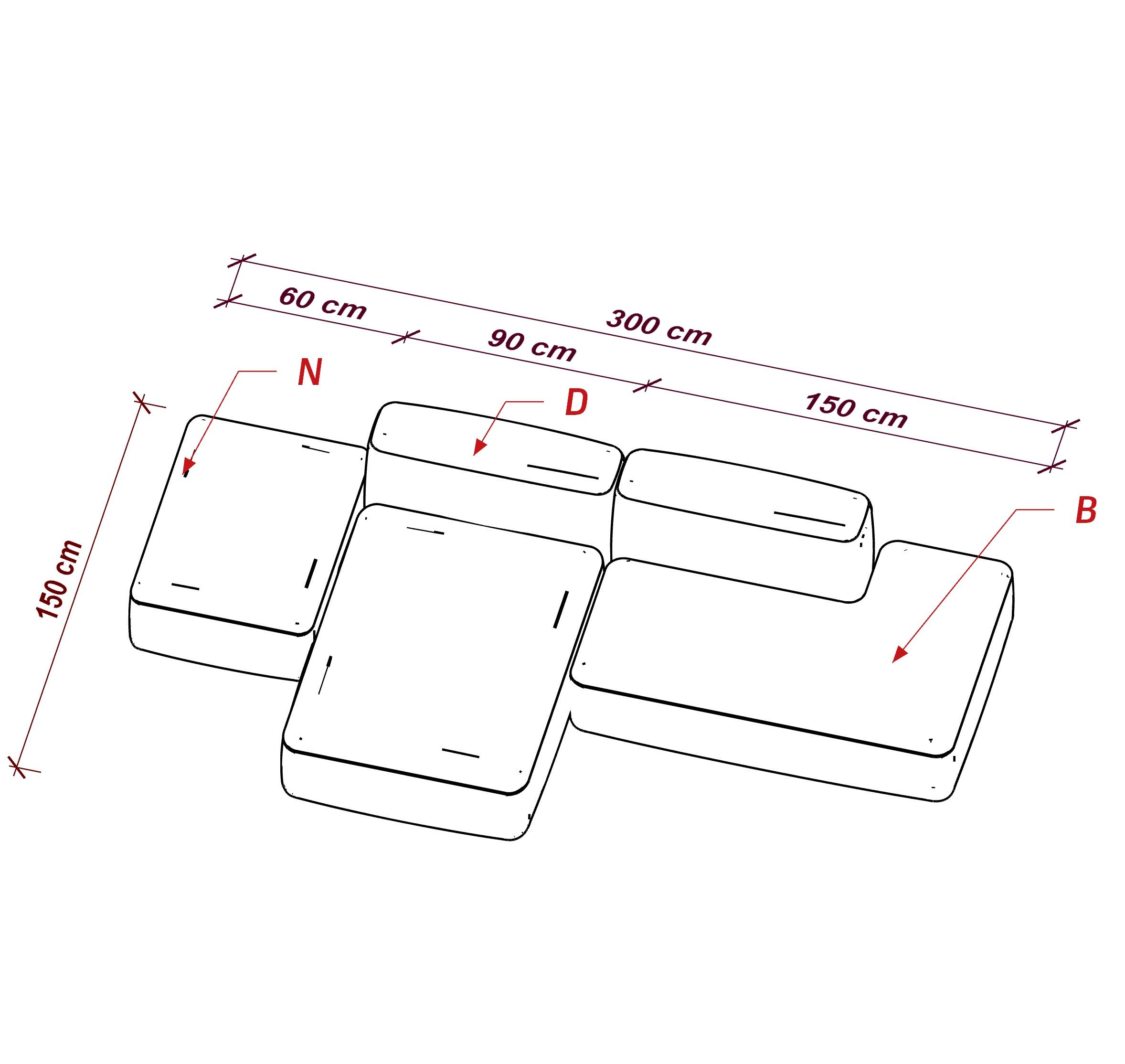 MEBELIONER Диван DUO модули DBN.240 размер 300х150х72