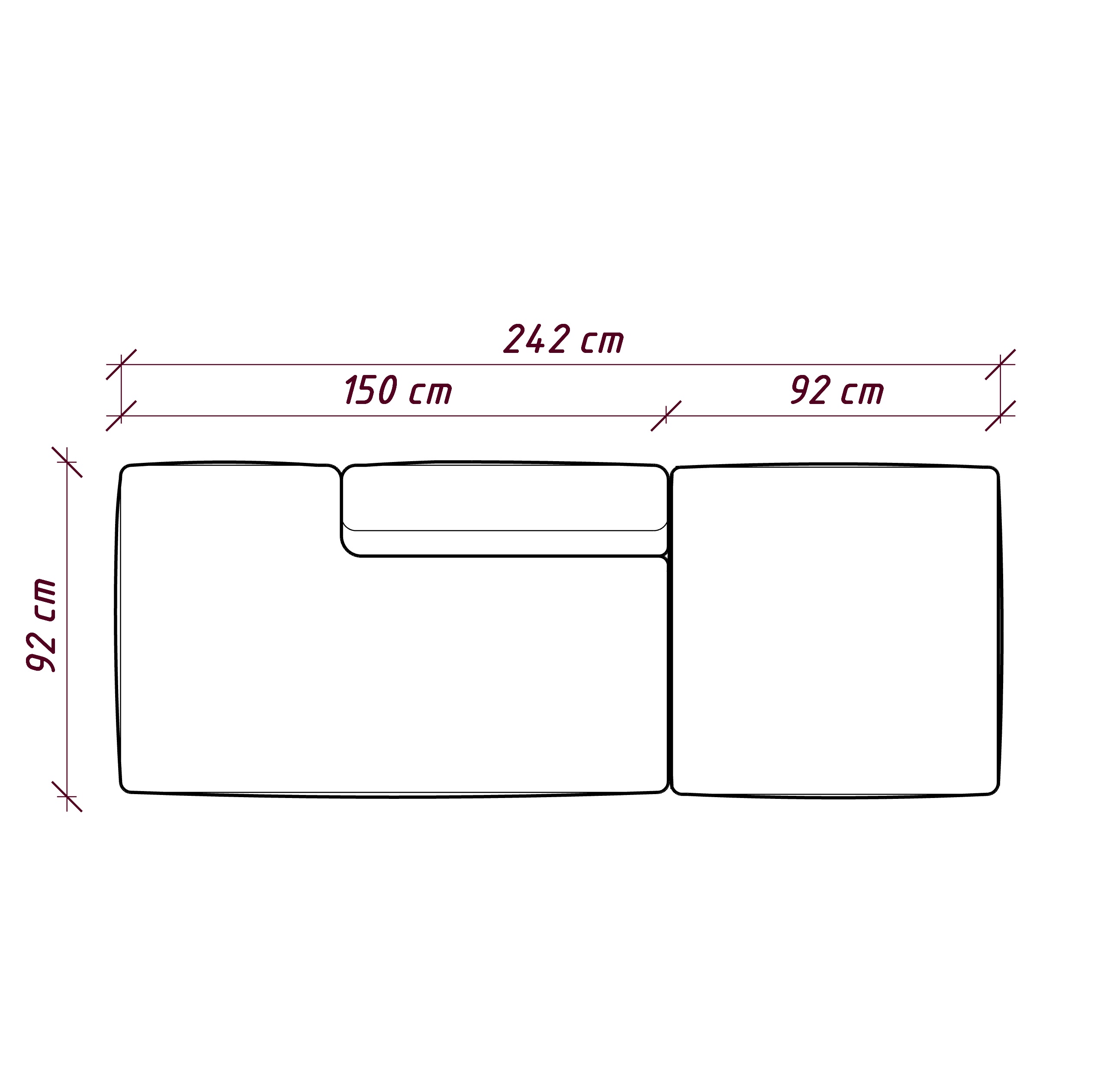MEBELIONER Диван DUO модули AN размер 242х92х72