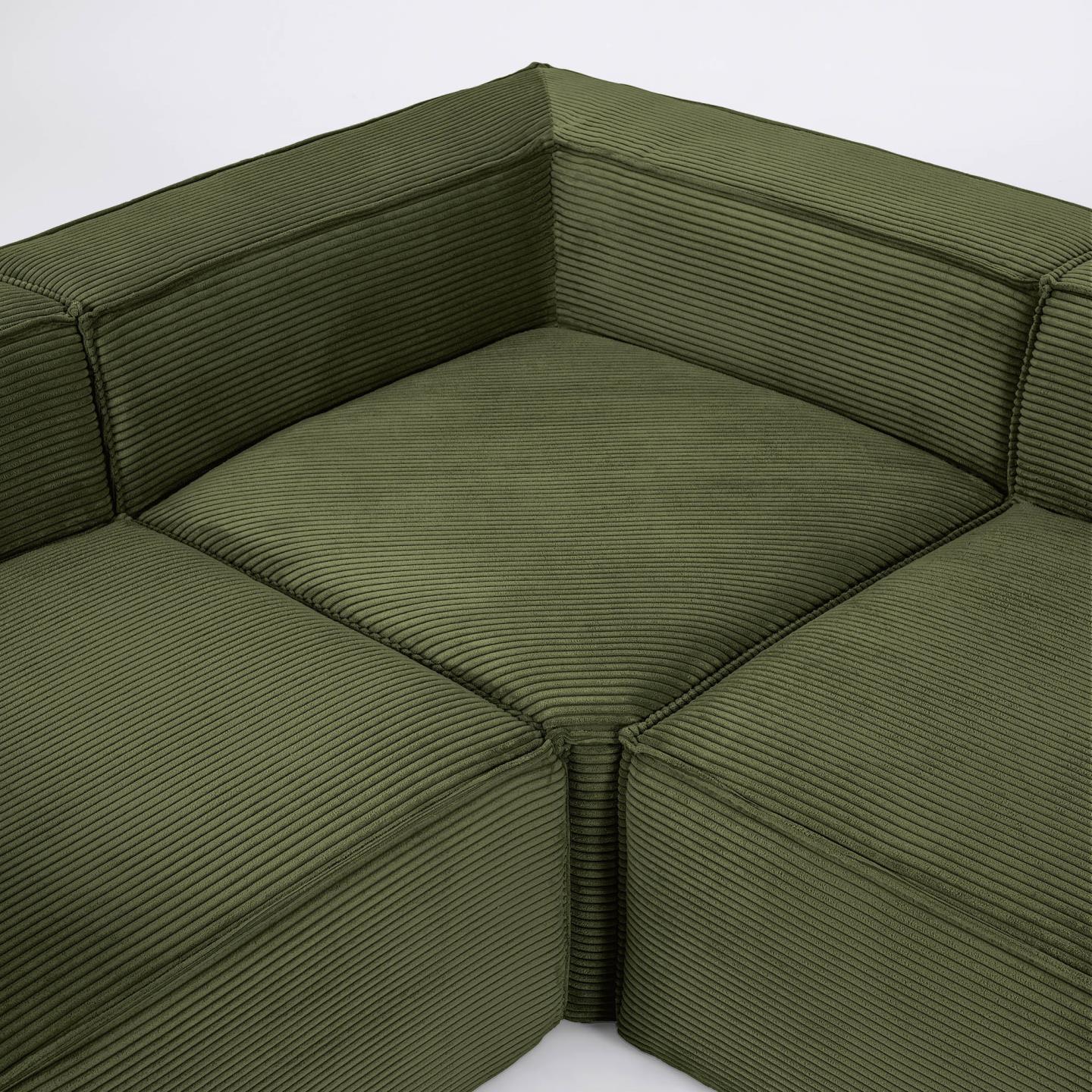 5-местный угловой диван Blok из плотного вельвета зеленого цвета 320 х 290 см