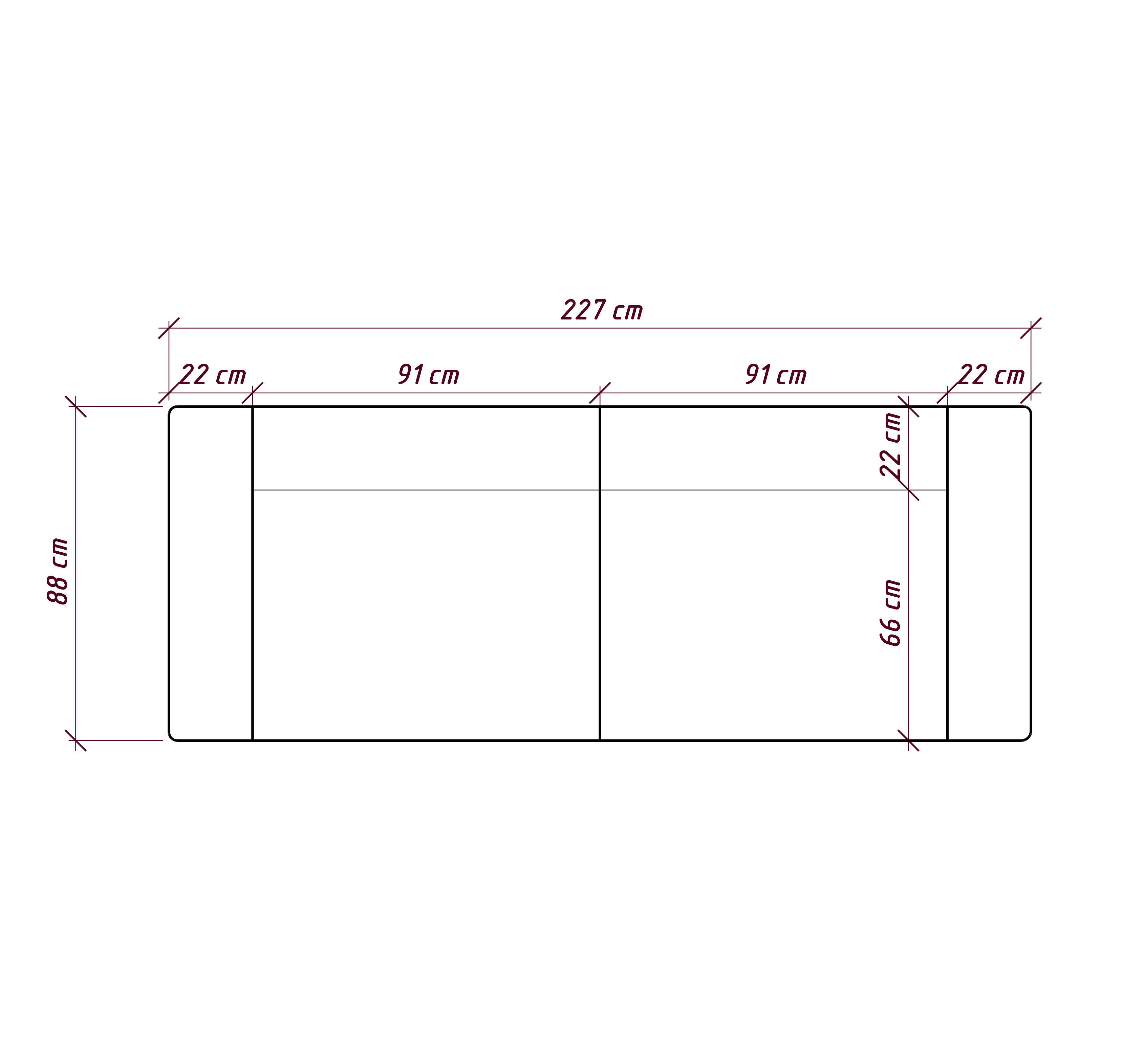 MEBELIONER Диван NEO размер 227х88х74