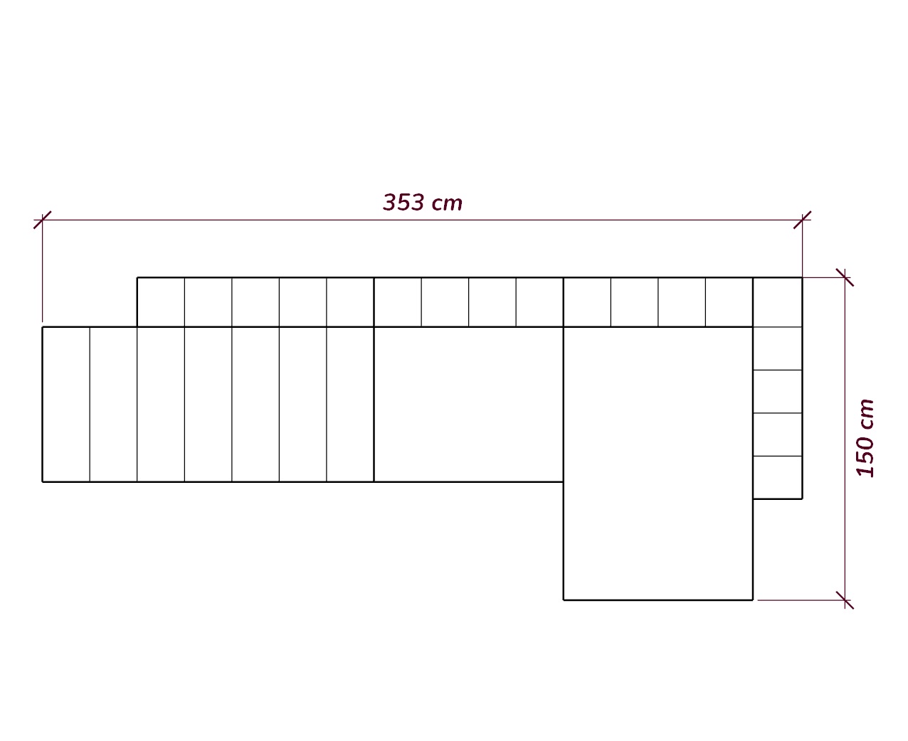 MEBELIONER Модульный диван NOVA размер L 353х150х74