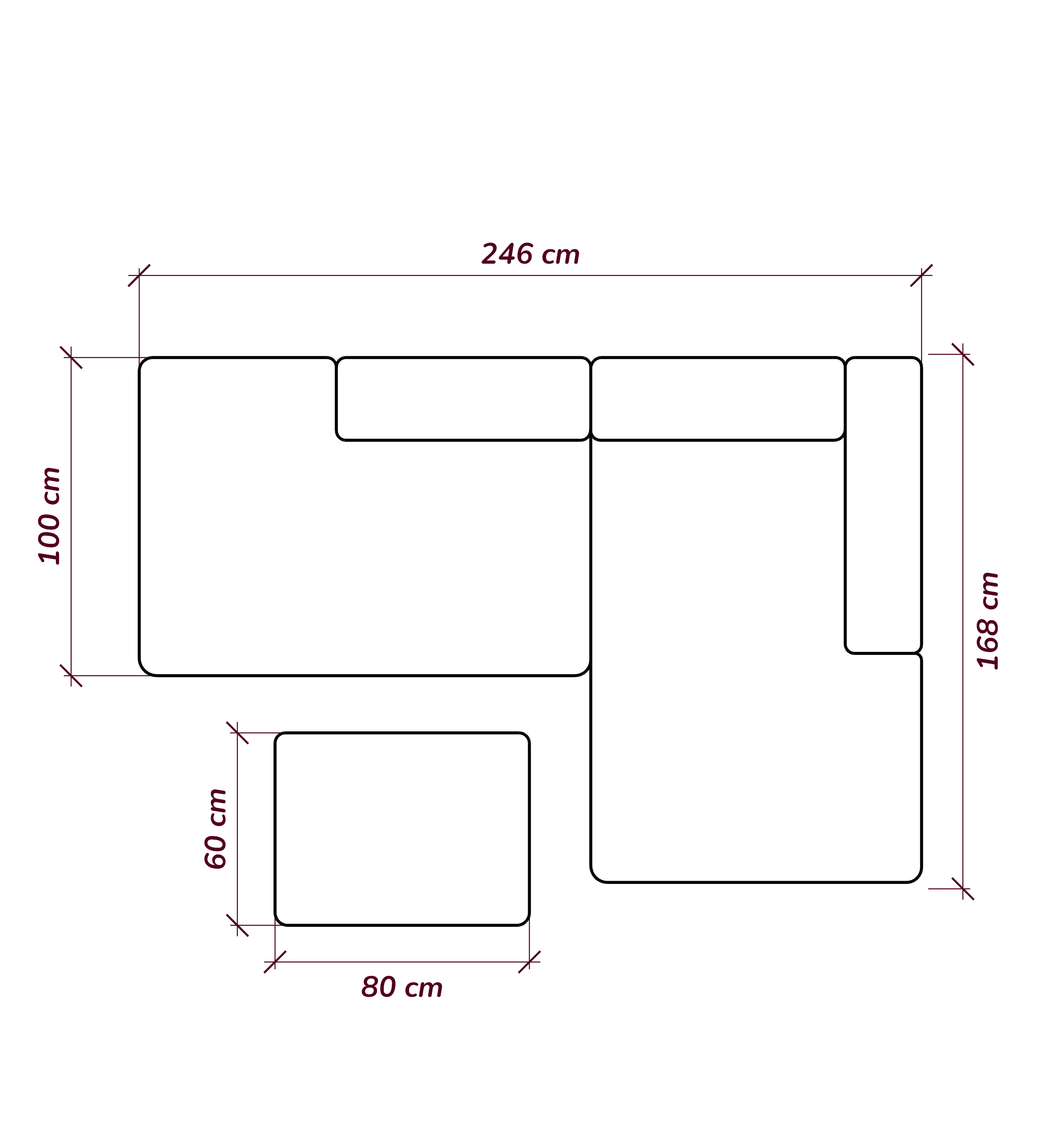 MEBELIONER Диван ONE модули L 246 размер 246х168х76