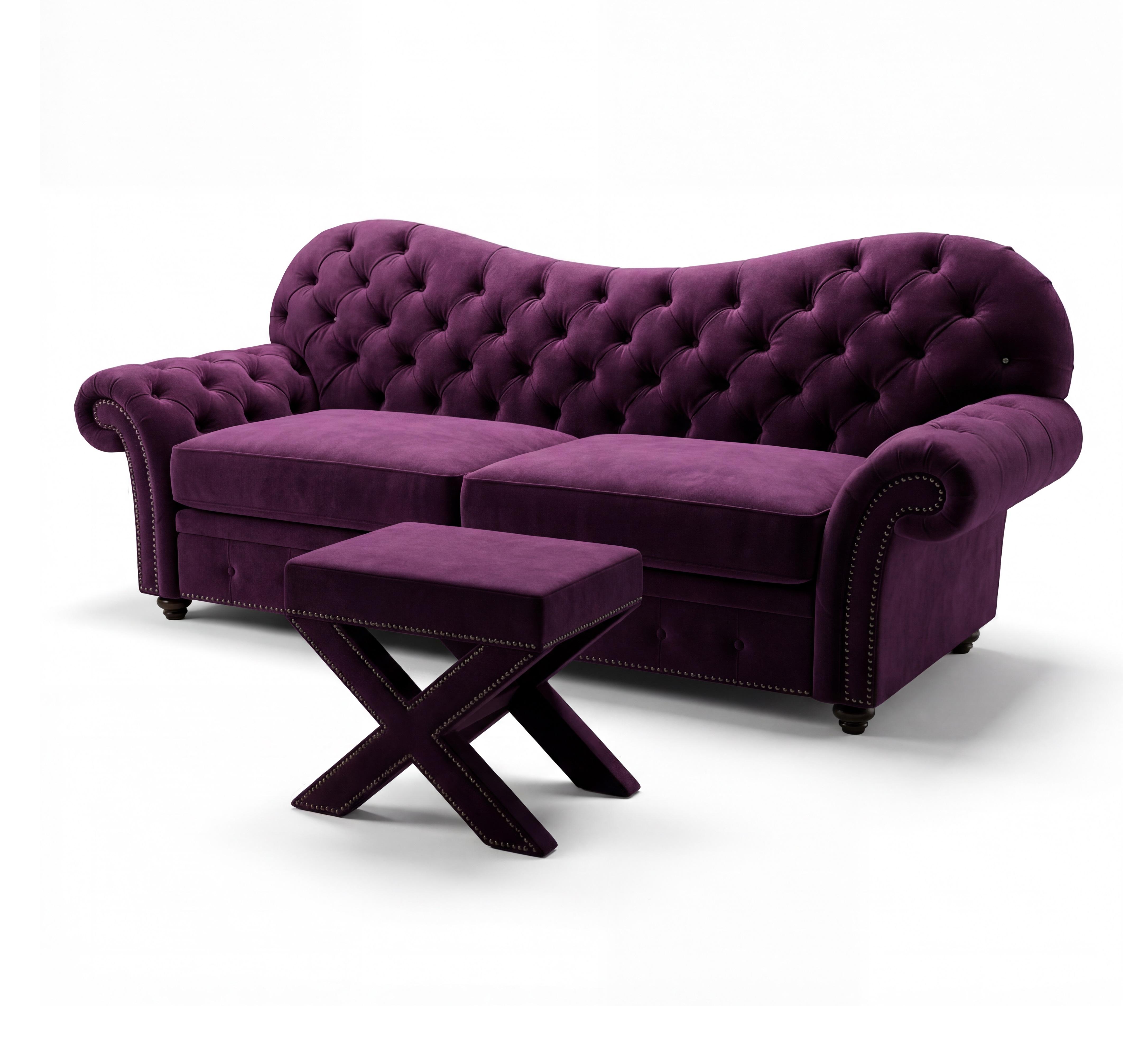 Диван HILTON размер 242х98х99 + 1 шт пуф банкетка 