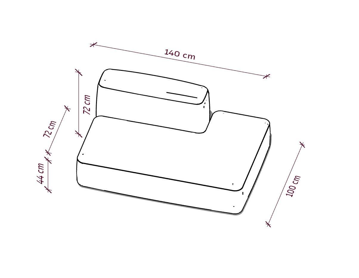 MEBELIONER Диван DUO модуль B.140/92