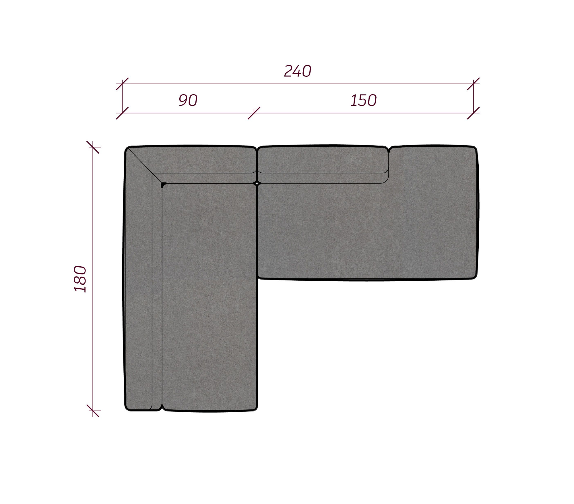 MEBELIONER Диван DUO модули LB+N размер 240х180х72