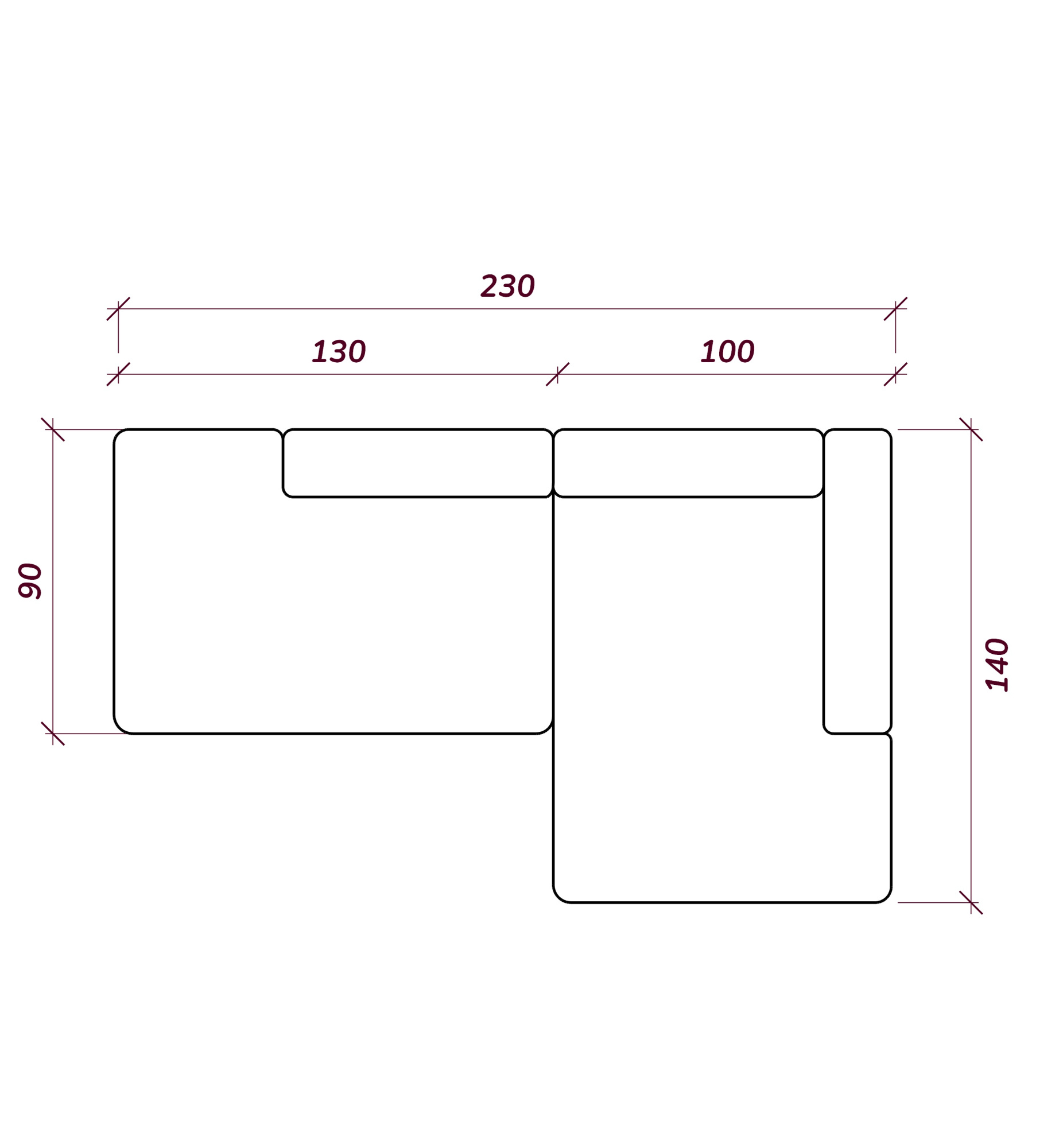 MEBELIONER Диван ONE модули L 230 размер 230х140х76