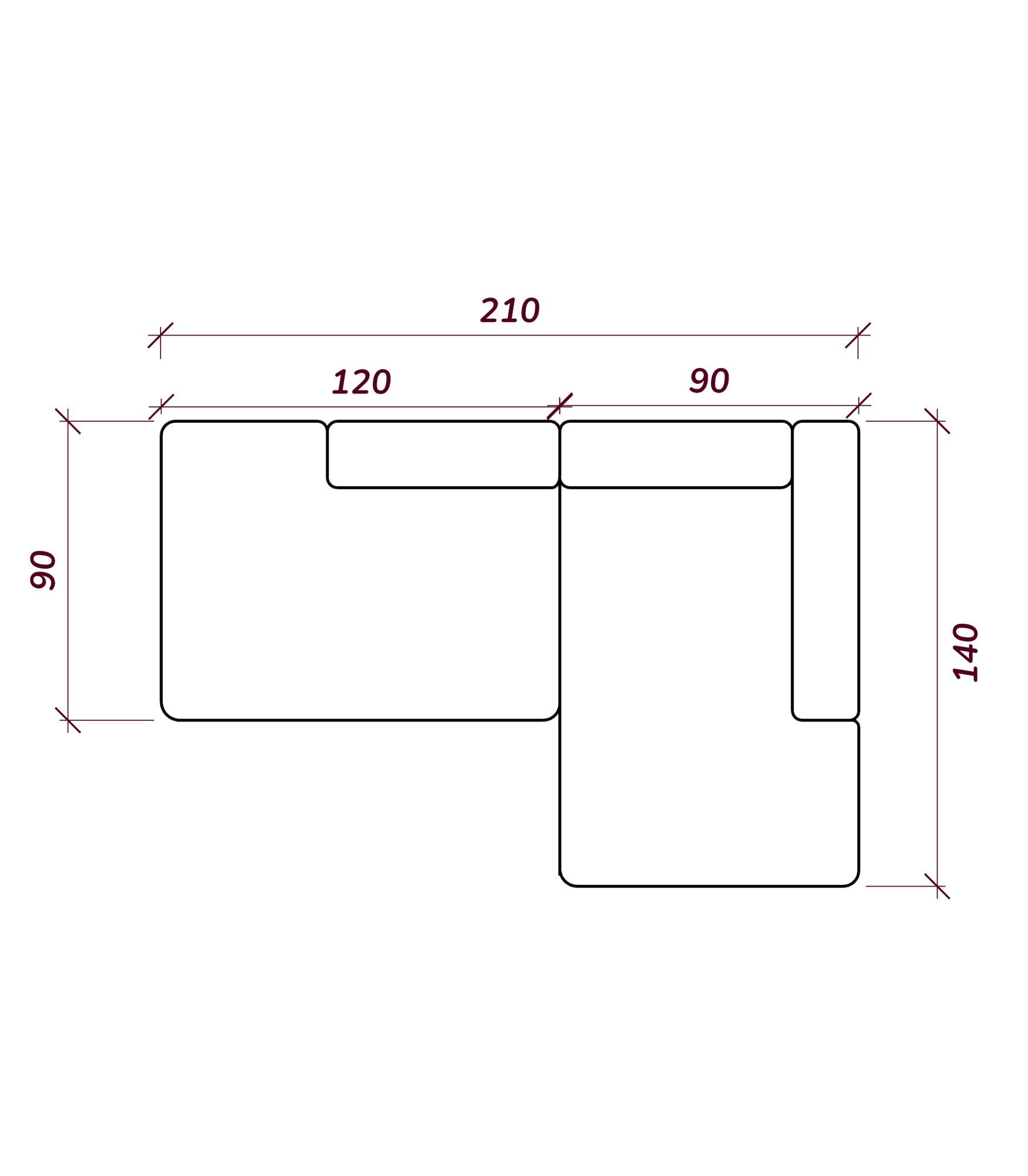 MEBELIONER Диван ONE модули L 210 размер 210х90х76