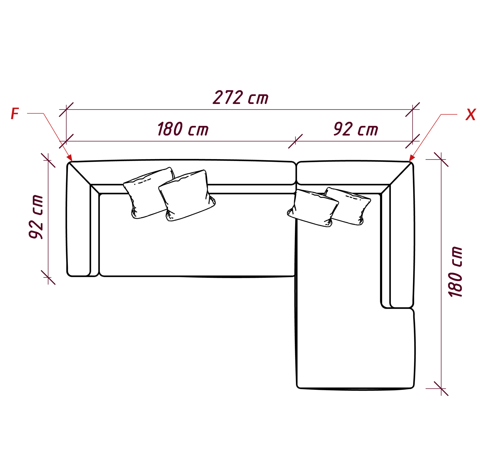 MEBELIONER Диван DUO модули FX размер 272х180х72