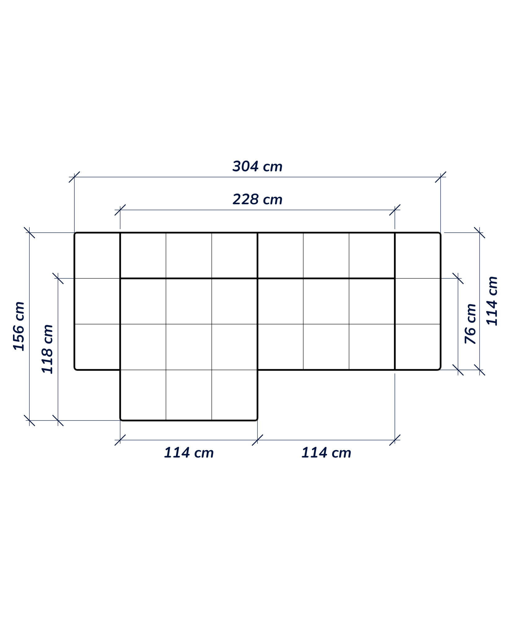 MEBELIONER Модульный диван SAGA CLOUD R8 размер 304х156х68