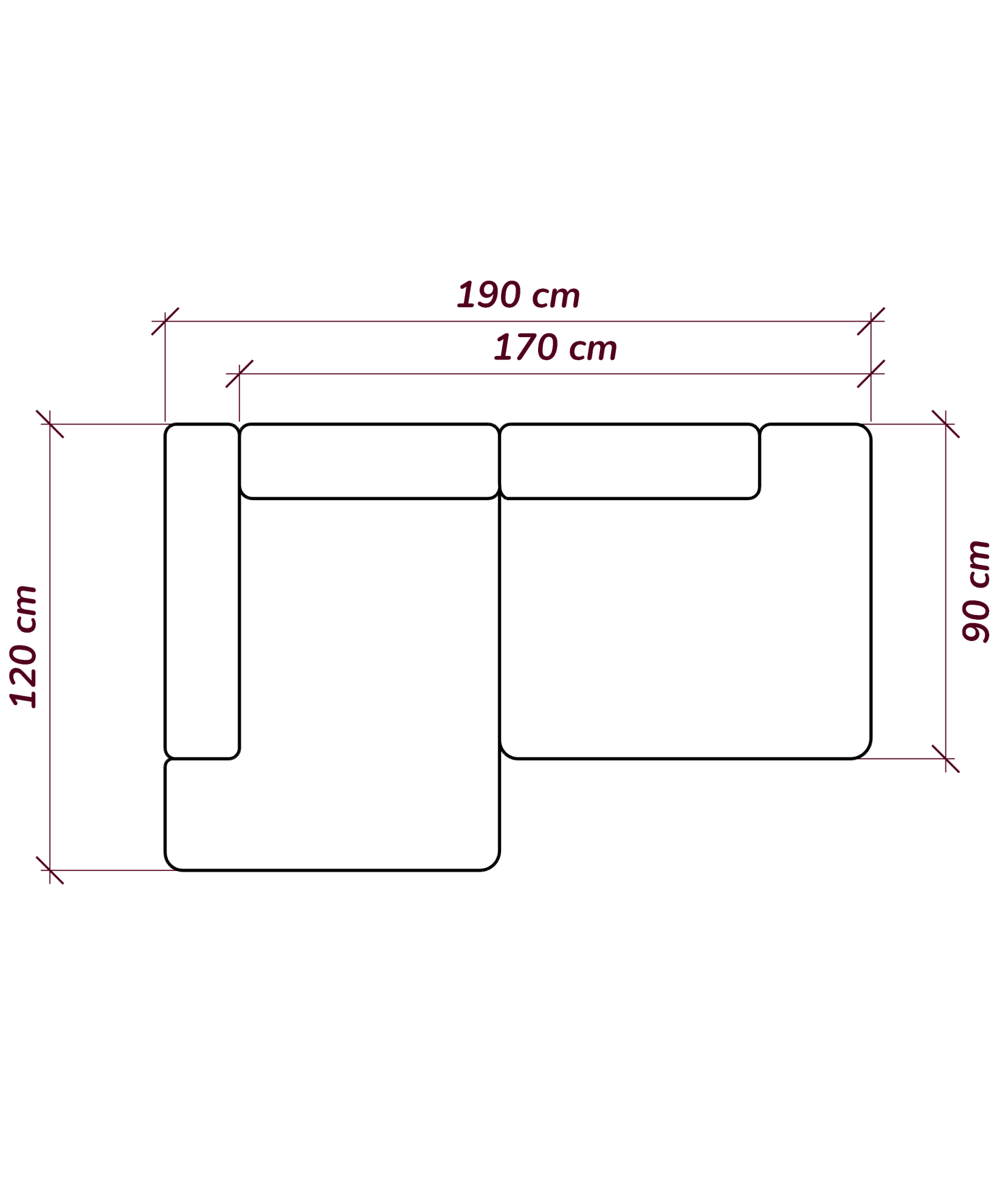 MEBELIONER Диван ONE модули R 190 размер 190х120х76