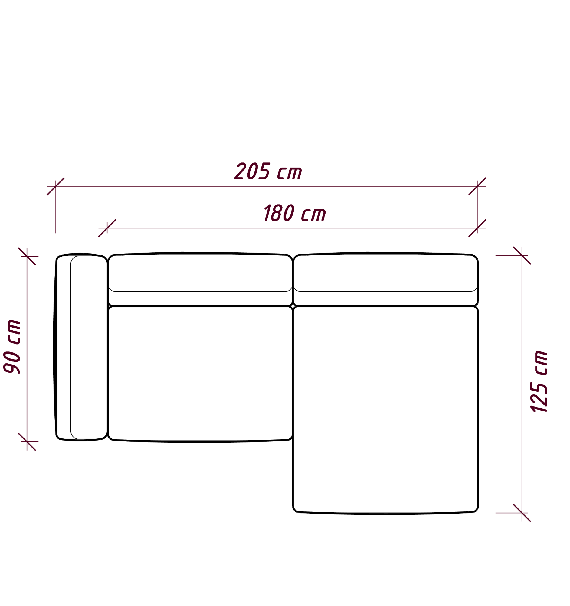 MEBELIONER Диван DUO модули GCV размер 205х125х72