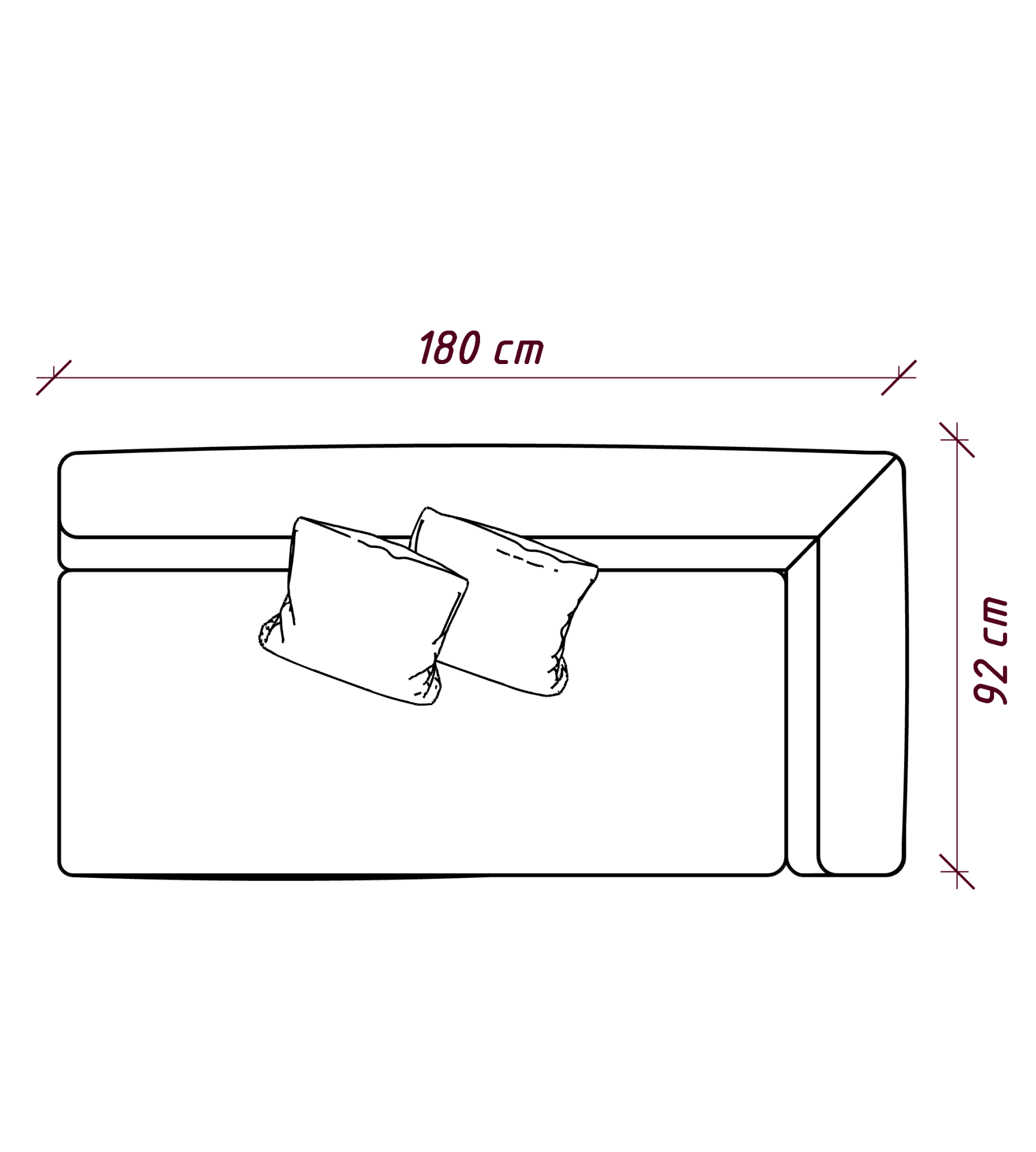 MEBELIONER Диван DUO модуль L размер 180х92х72