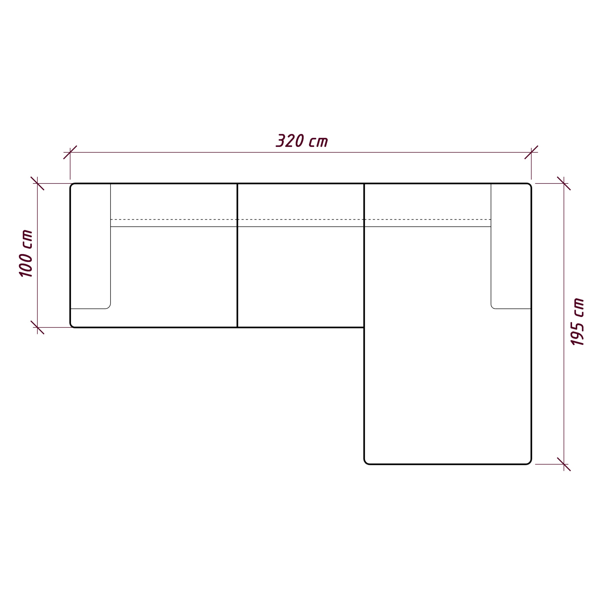 MEBELIONER Диван CONCEPT размер L 320х195х75