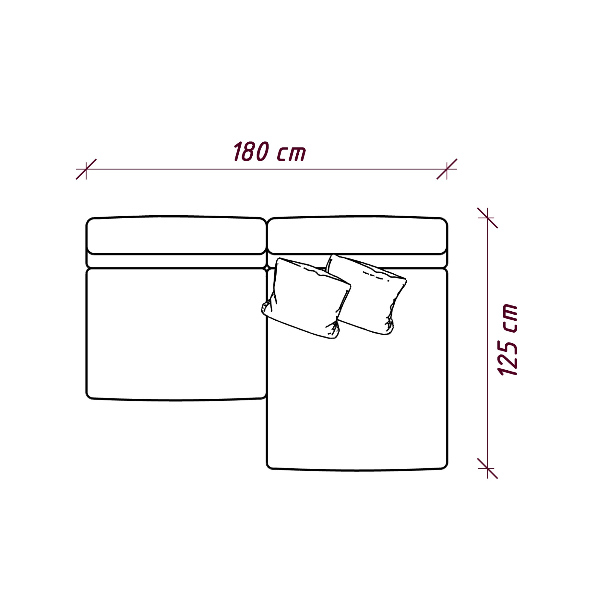 MEBELIONER Диван DUO модули CV размер 180х125х72