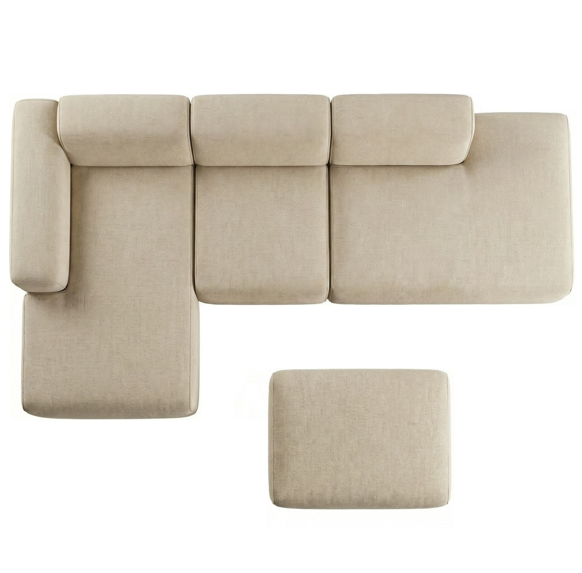 MEBELIONER Диван KLO размер R 320х160х78 + пуф 90x65