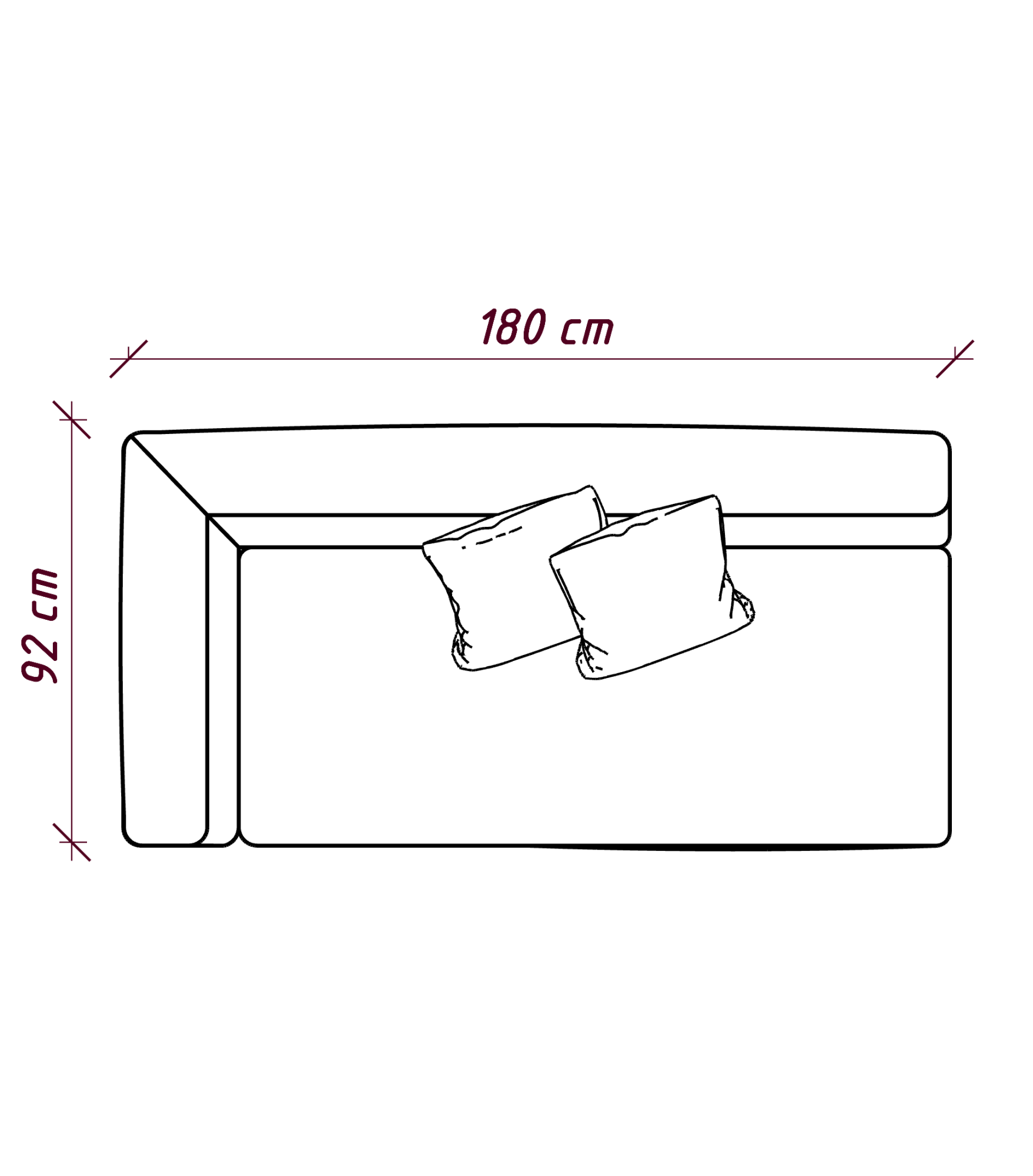 MEBELIONER Диван DUO модуль F размер 180х92х72