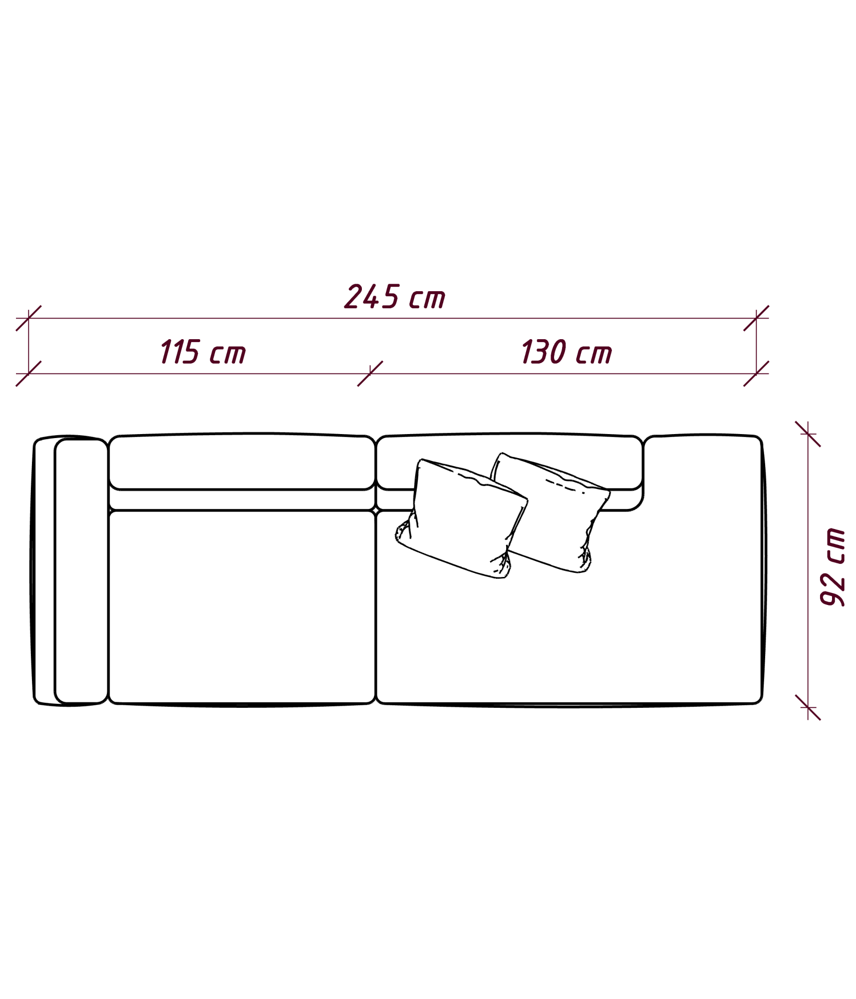 MEBELIONER Диван DUO модули GCB размер 245х90х72