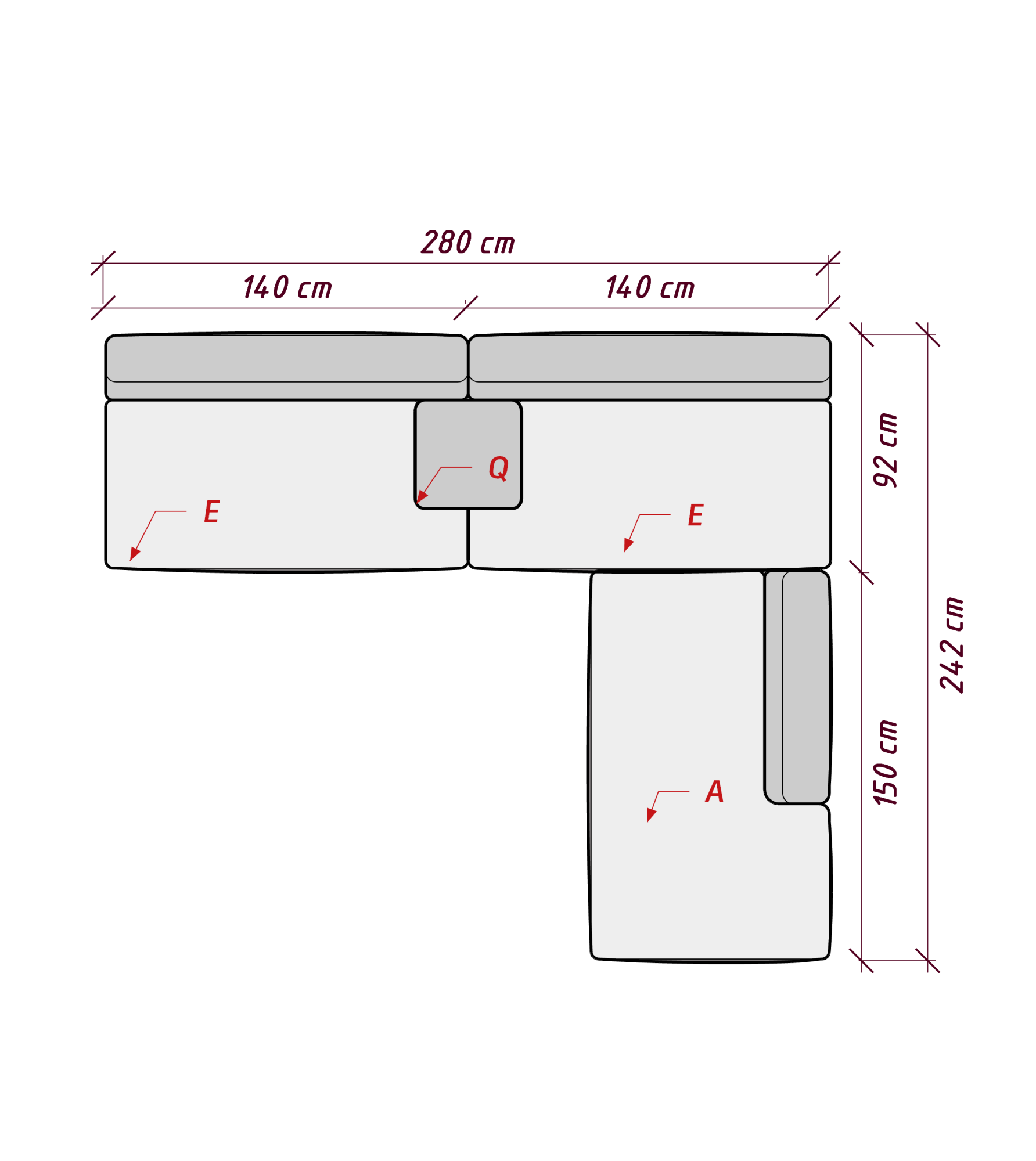 MEBELIONER Диван DUO модули EQEA р 280х242х72