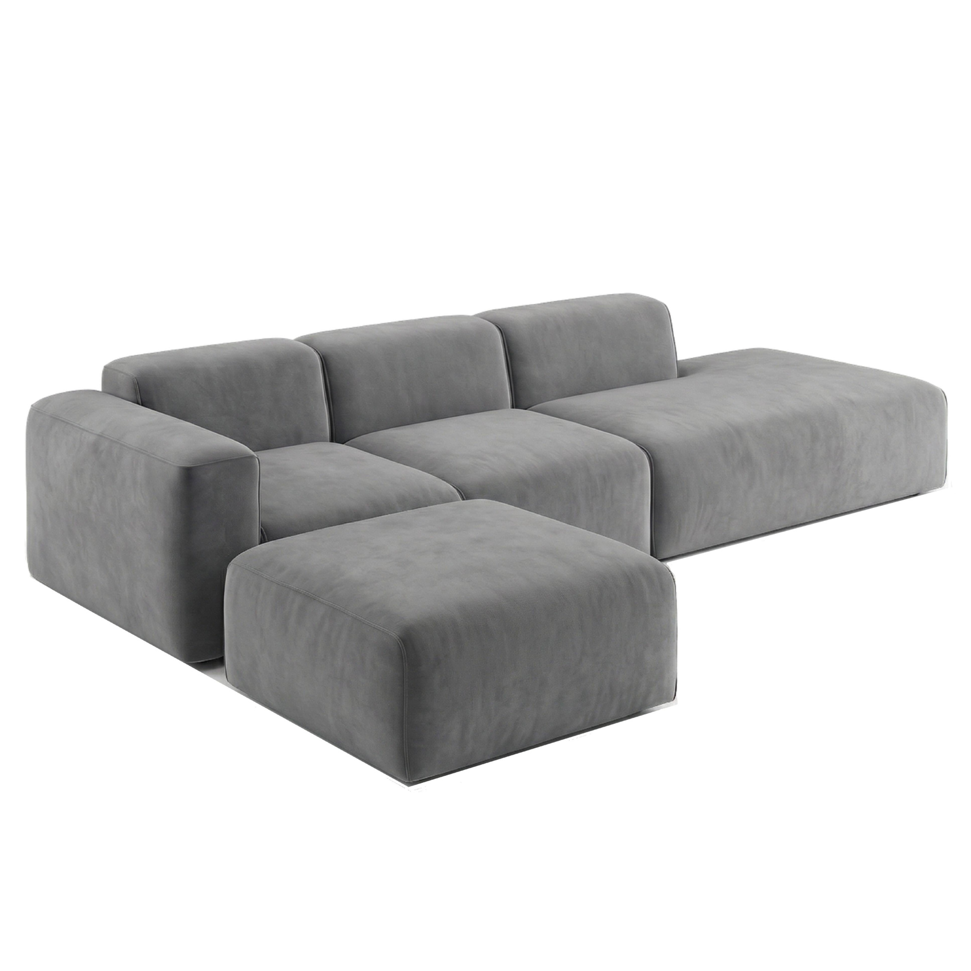 MEBELIONER Диван KLO размер R 320х92х78 + пуф 65x90