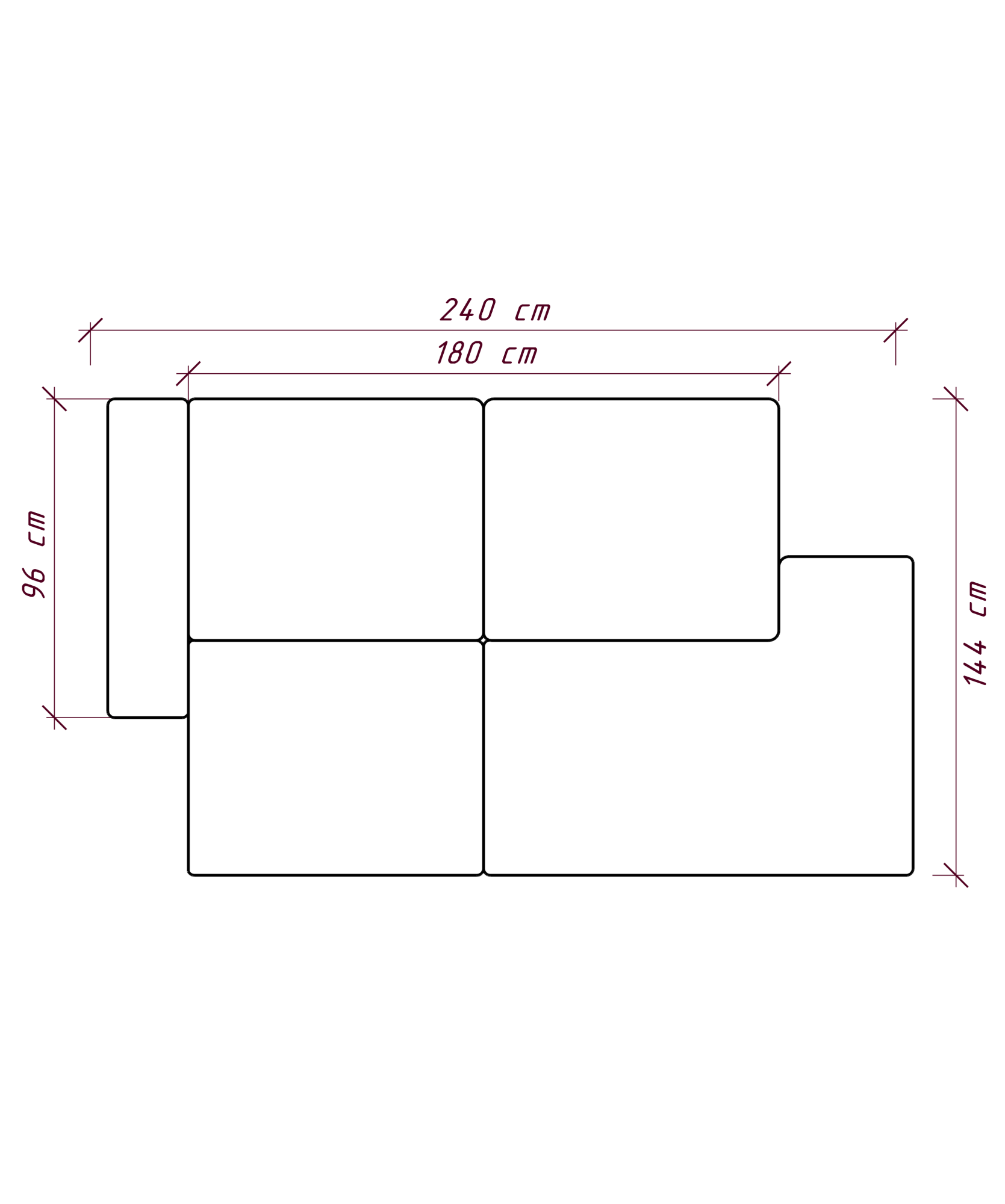 MEBELIONER Диван NEO размер R 240х96х72 раскладной