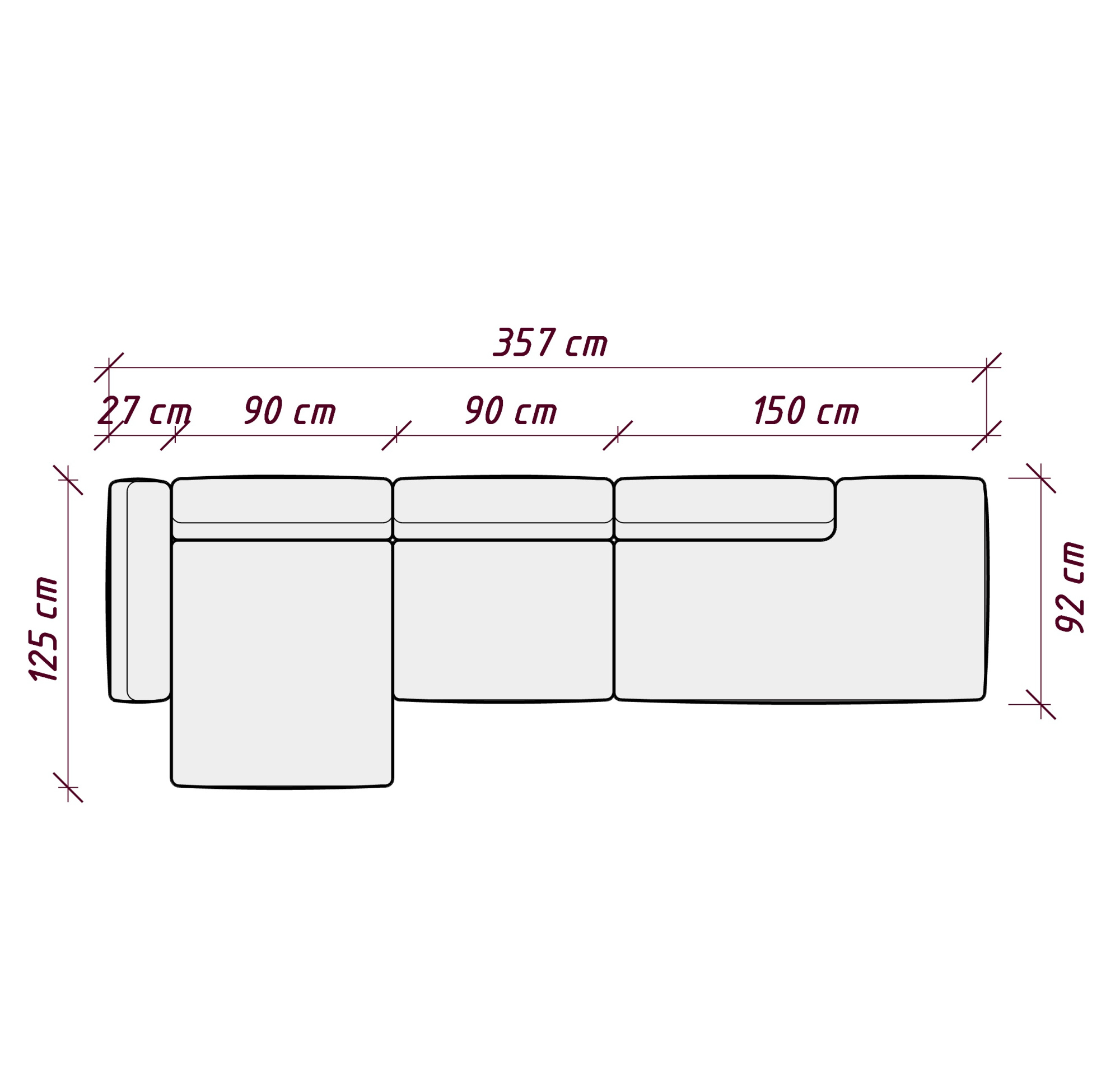 MEBELIONER Диван DUO модули ACVG 357х125х72 бежевого цвета
