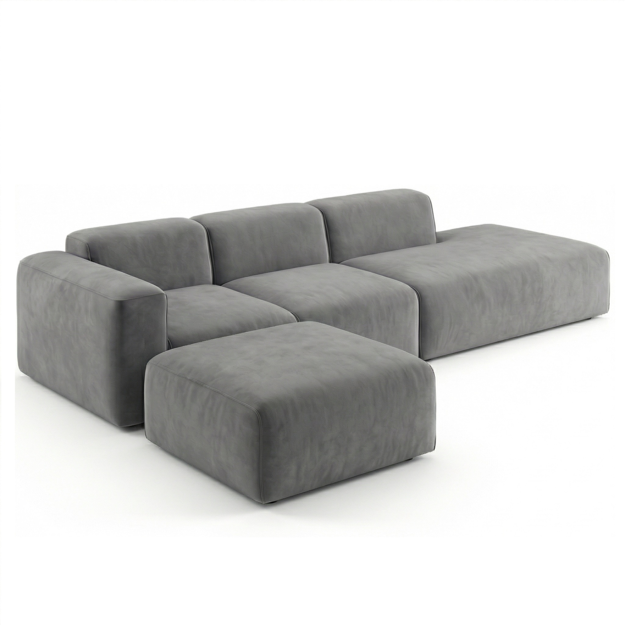 MEBELIONER Диван KLO размер R 320х92х78 + пуф 65x90