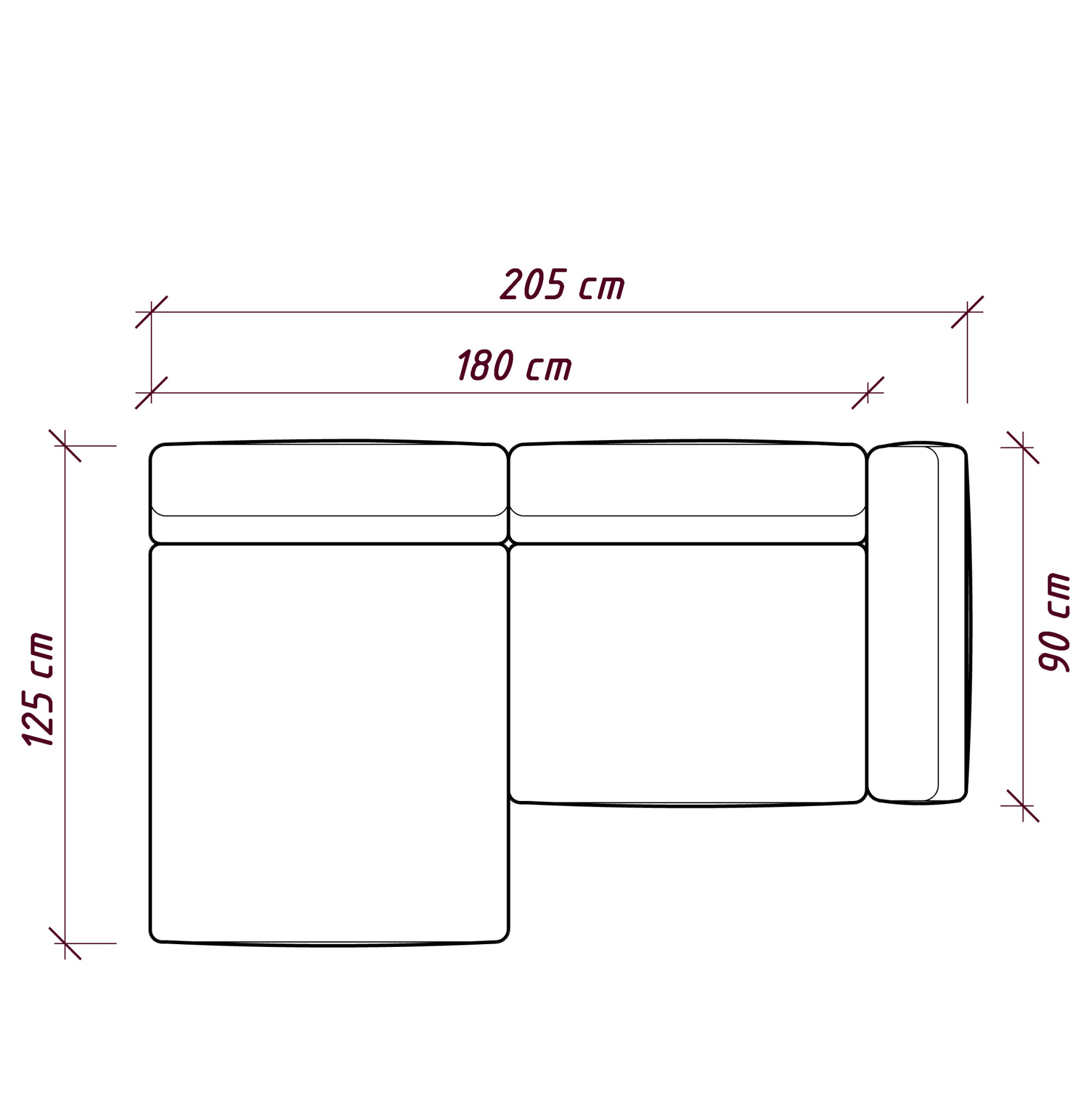 MEBELIONER Диван DUO модули VCG размер 205х125х72