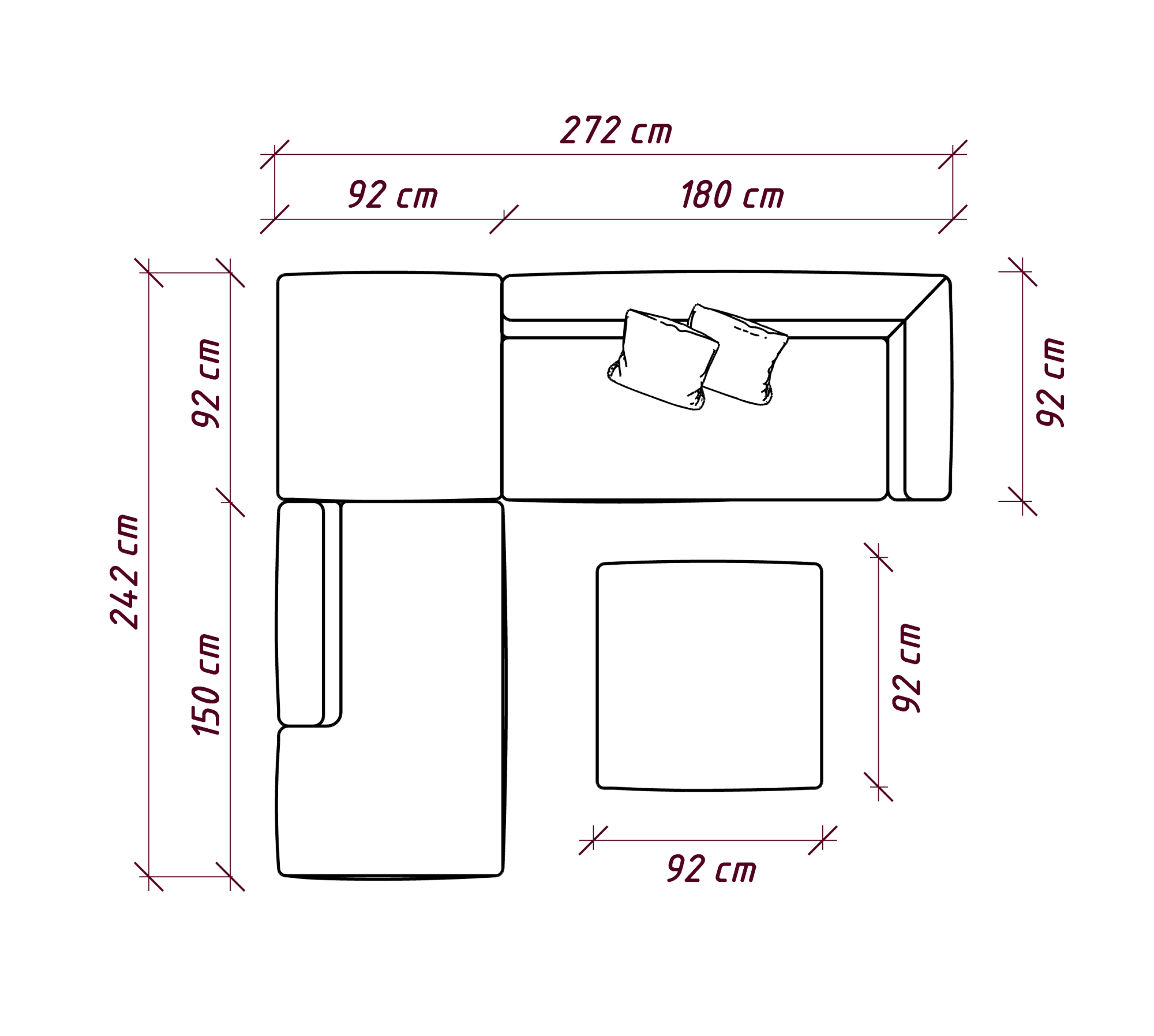 MEBELIONER Диван DUO модули ANLN размер 272х242х72