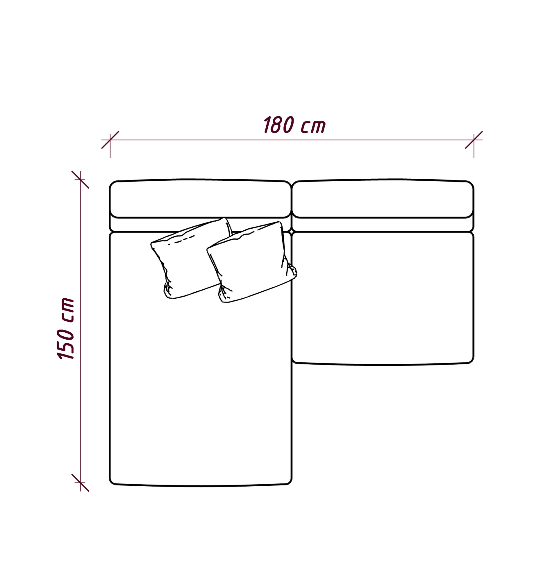 MEBELIONER Диван DUO модули DС размер 180х150х72