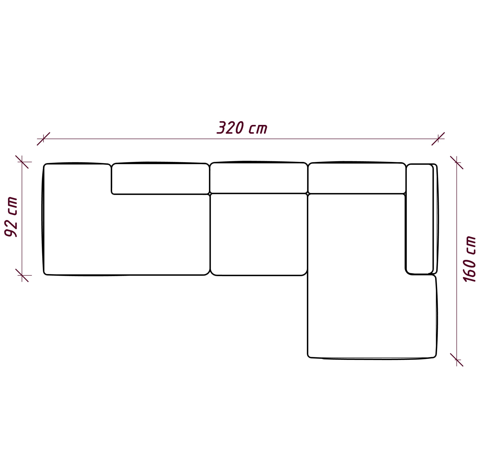 MEBELIONER Диван KLO размер L 320х160х78