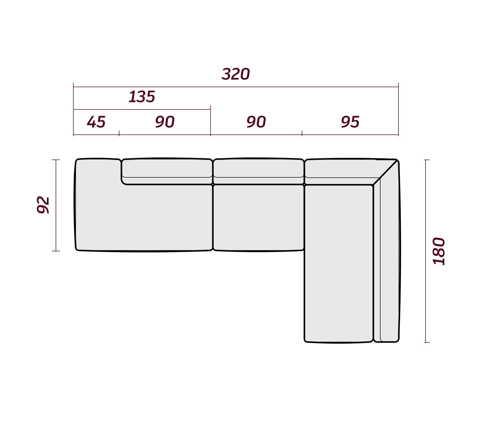MEBELIONER Диван DUO модули FCA размер 320х180х72