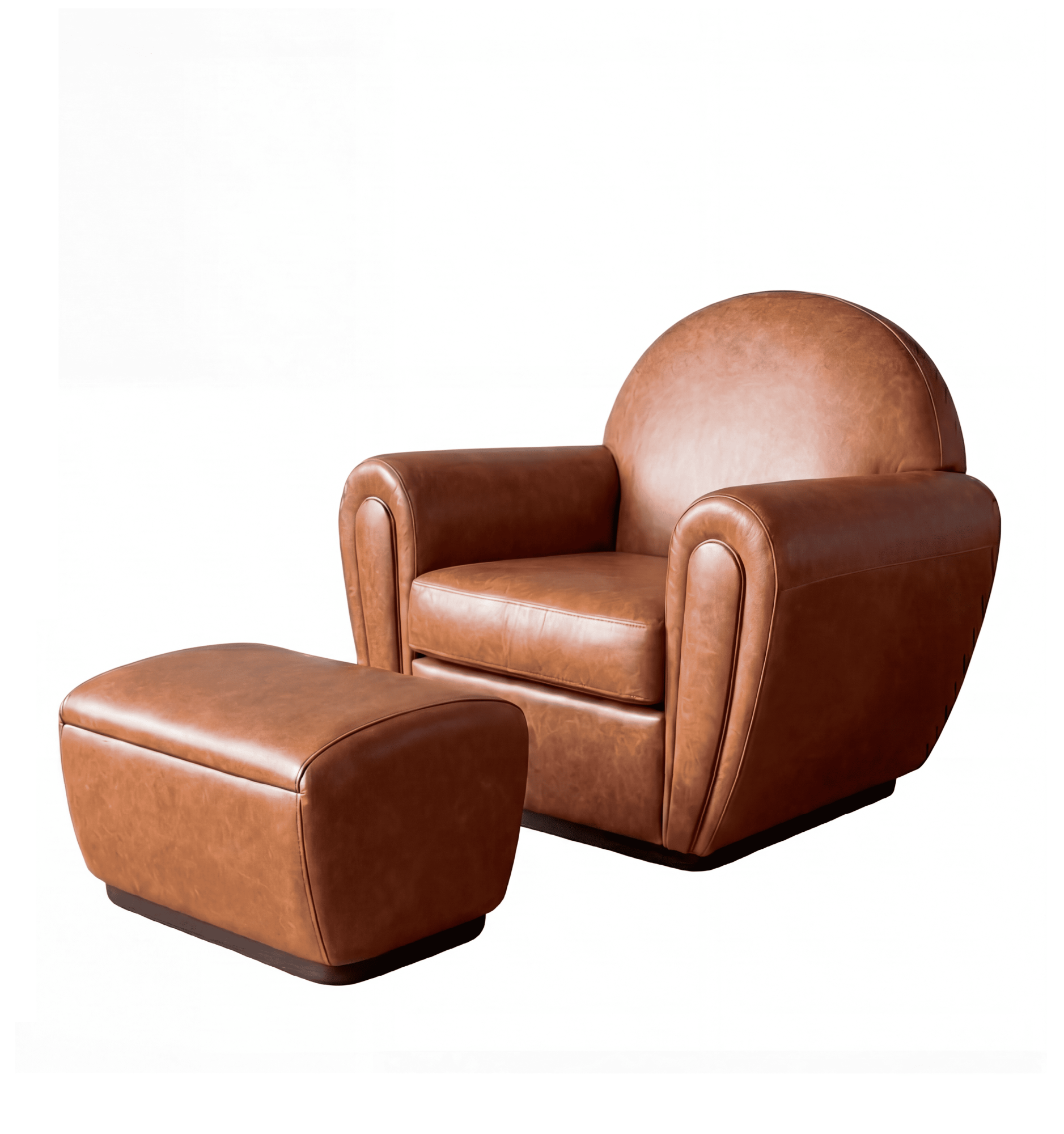 Кресло SABA c пуфом размер 95х90х99 натуральная кожа