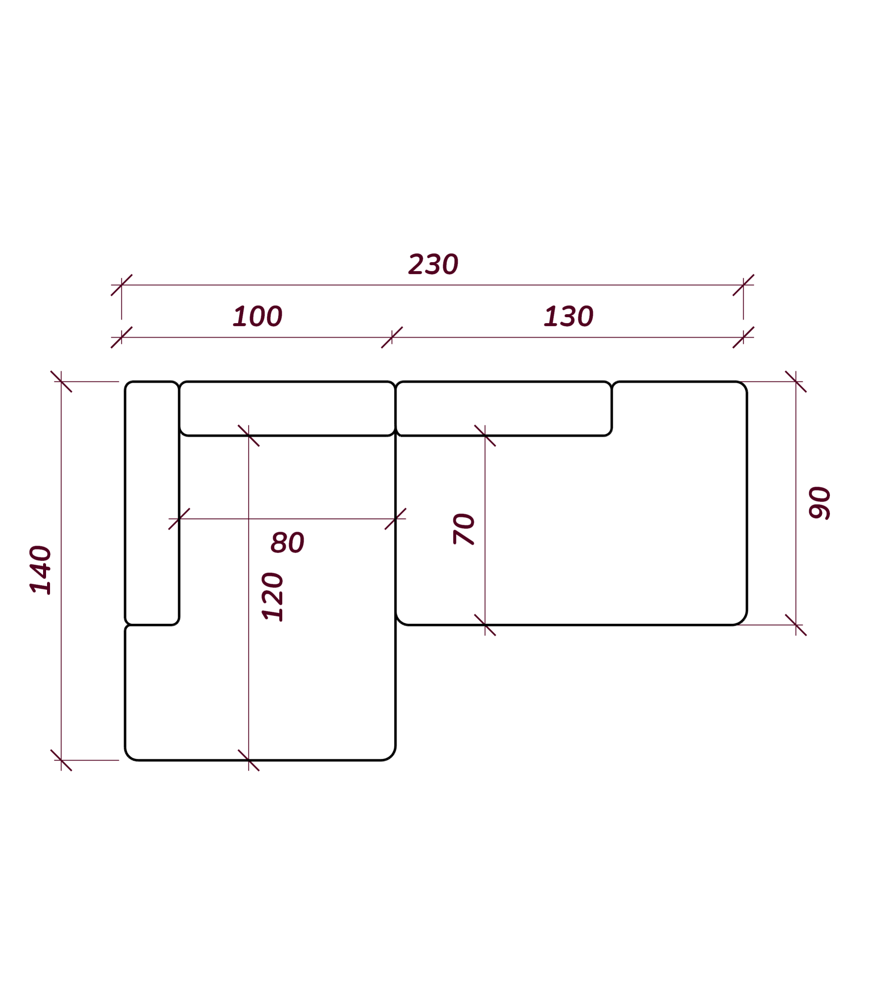 MEBELIONER Диван ONE модули R 230 размер 230х140х76